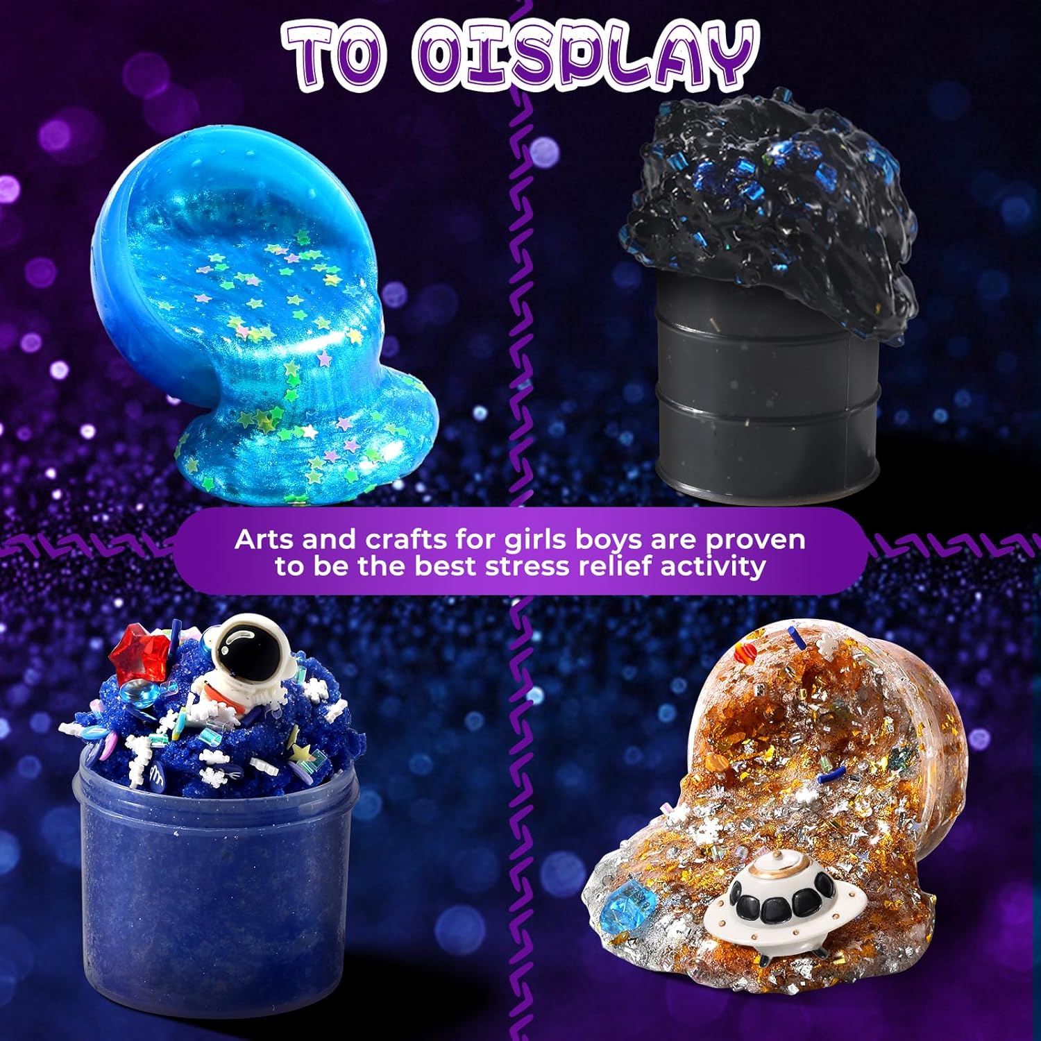 Large Slime Kit, Sparkling,Multi-Color Sensory Putty for Kids Glimmer, Crunchy, Foam, Jelly Cubes Slime, Creative and Endless Fun, Stress Relief Therapy Toys, Party Favors for Kids, for Girl Boys