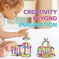 Vista 5 de Contixo ST2 Kids Magnetic Stix Stick 68 piezas de bloques de construcción 3D STEM Construcción, Tableros de juego creatividad, imaginación
