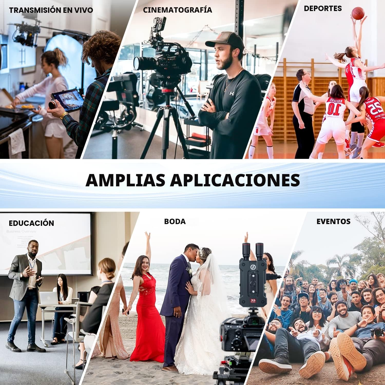 Hollyland Mars 4K [Oficial] Sistema inalámbrico de 5G vídeo inalámbrico SDI HDMI Interfaz 4Kp30 FPS con Punto Decimal, UHD/FHD/HD, 150m LOS Rango 66ms Latencia, 12-20Mbps, 4 App para monitoreo-1TX