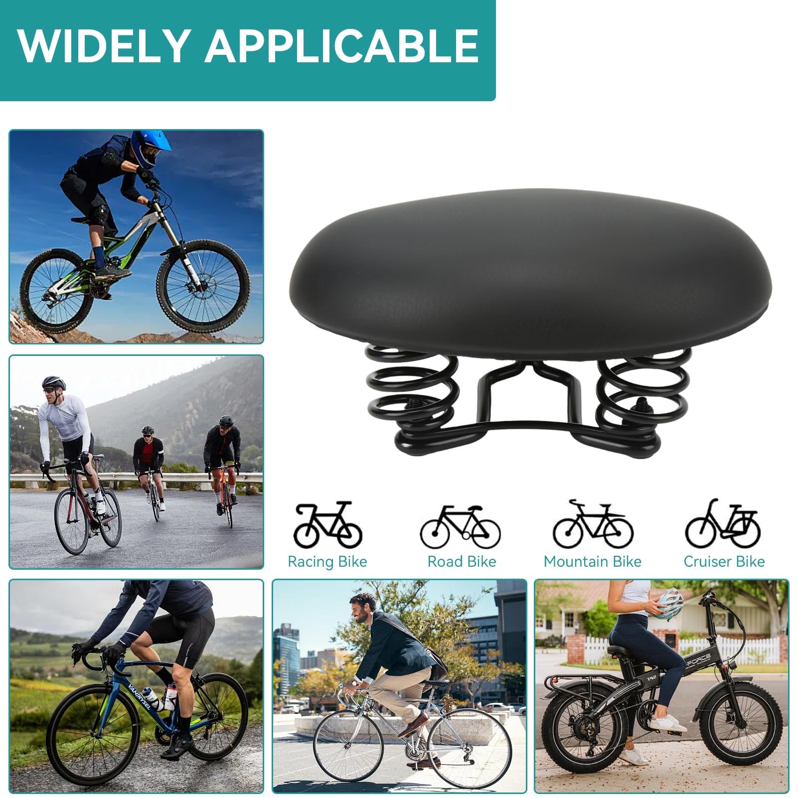 Veemoon Selle de Vélo VTT Noire et Rouge Coussin Épais