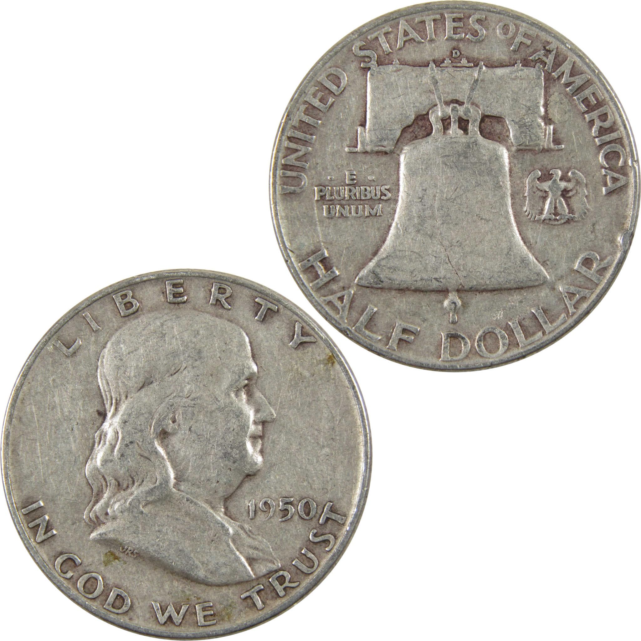 1950 D Franklin Half Dollar AG About Good 90% Silver 50c