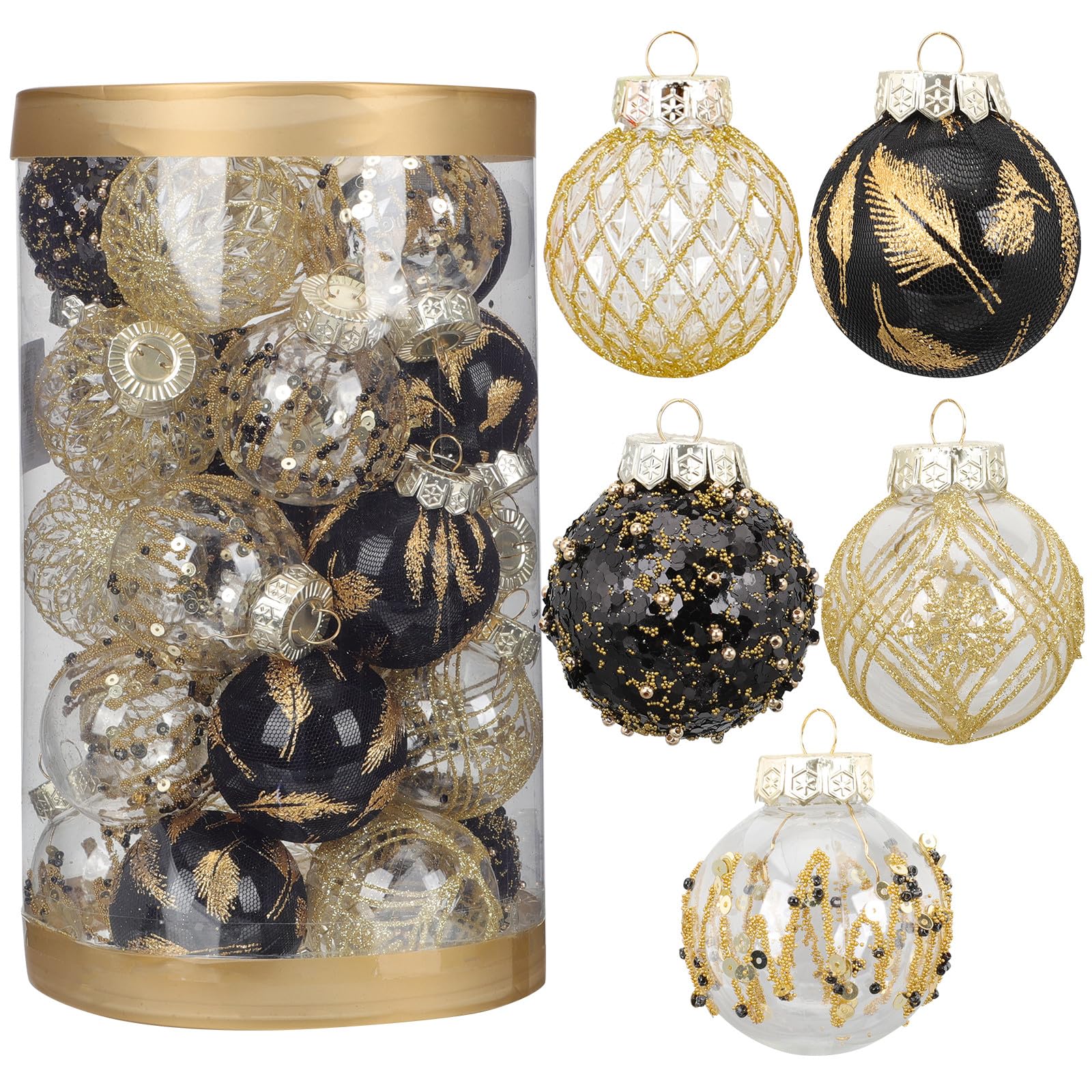 Toyvian 25 Pièces Coffret Boules de Noël à Suspendre au Sapin Ornements Décoratifs pour Sapin de Noël Décoration de Fête
