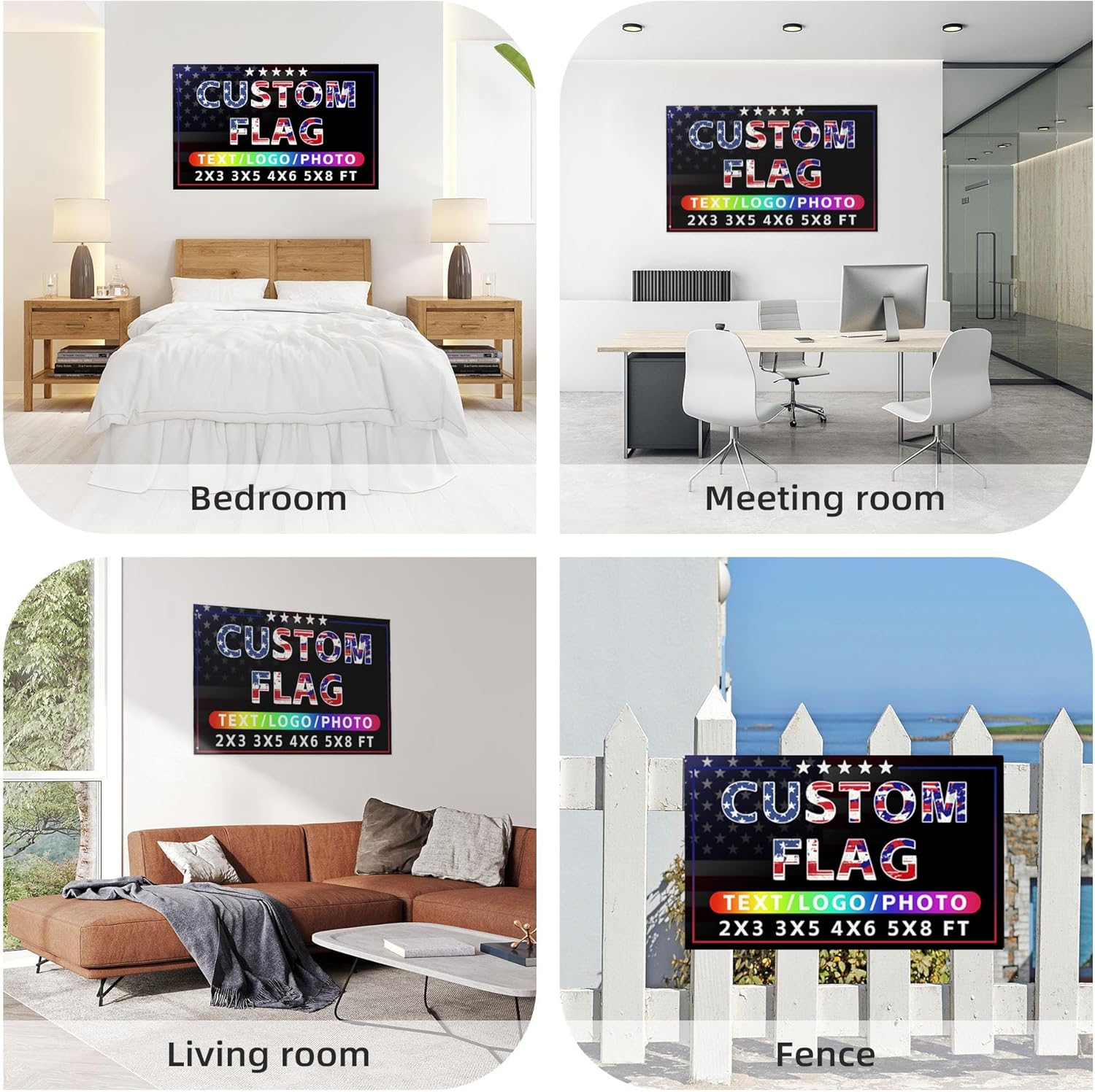 Generic Custom Flag 4x6 FT Double Sided Print Personalized Flags for Outside Design Your Own Photo/Logo/Picture/Text Customized Gifts Indoor Decoration Three Layer Cloth