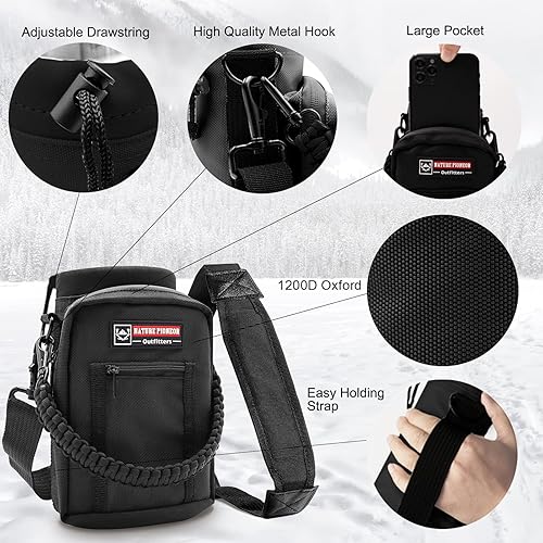 Miniatura 4 de Botellas de agua aisladas con popote NATURE PIONEOR - Botella de acero inoxidable al vacío de 32 onzas con soporteportadorfunda - Jarra de agua