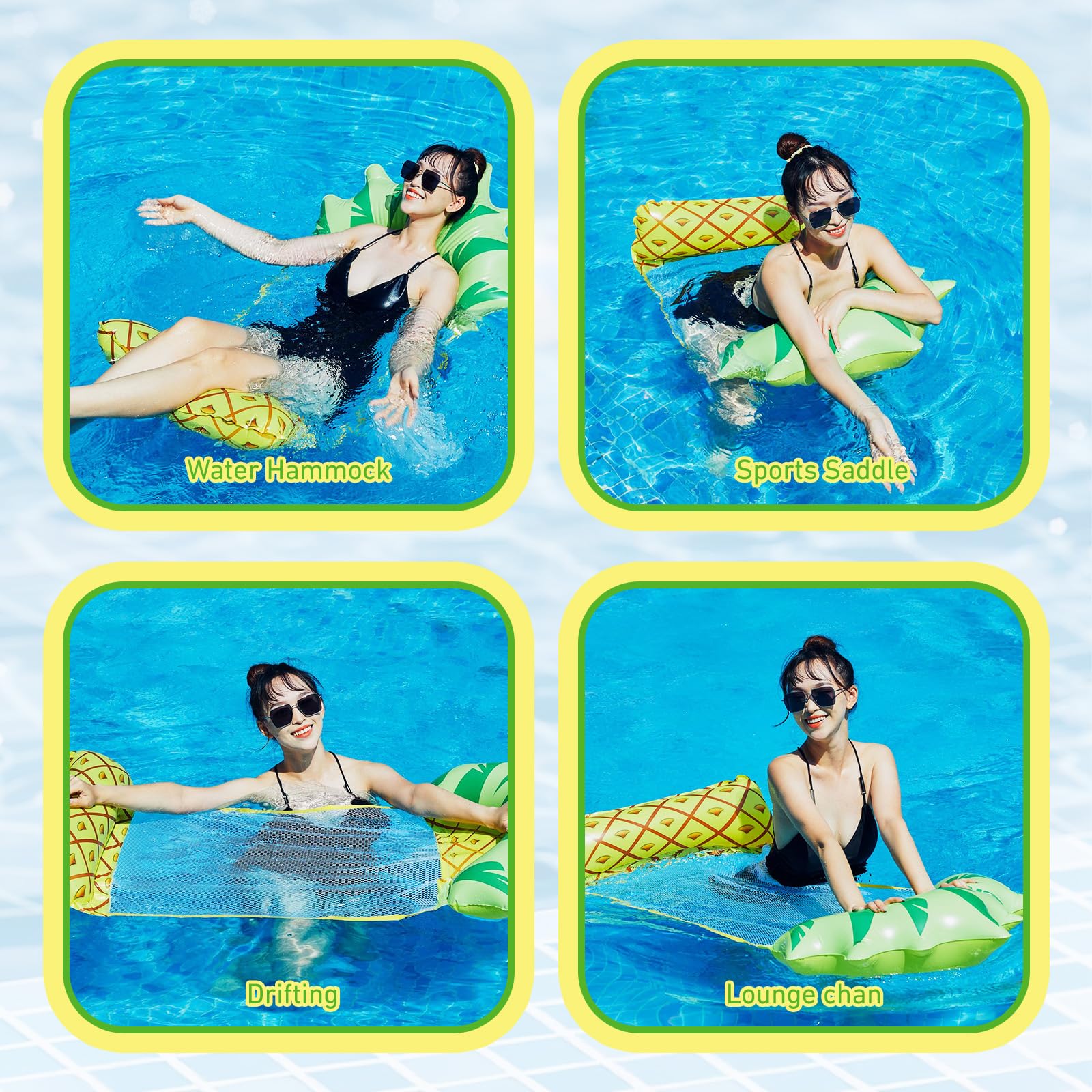 2 Stück Wasserhängematte Schwimmmatte 4 in 1 Luftmatratze Pool Erwachsene mit Netz Aufblasbare Pool Zubehör Spielzeug Spaß
