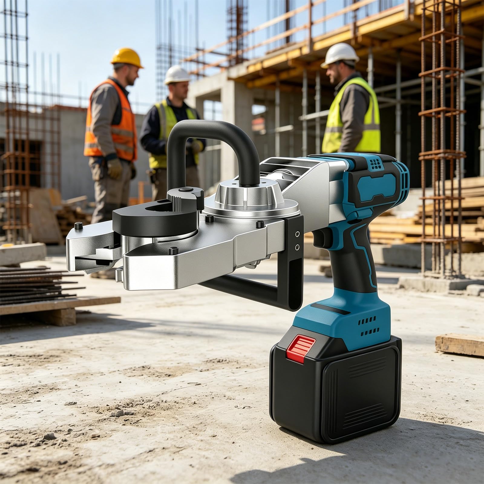 Cleasebily Multicolor Rebar Threader Machine & Electric Torque Open-End Wrench – Brushless Motor, 15-Second Threading, 18-32Mm, Compact Design, 2 Batteries, For Construction Sites