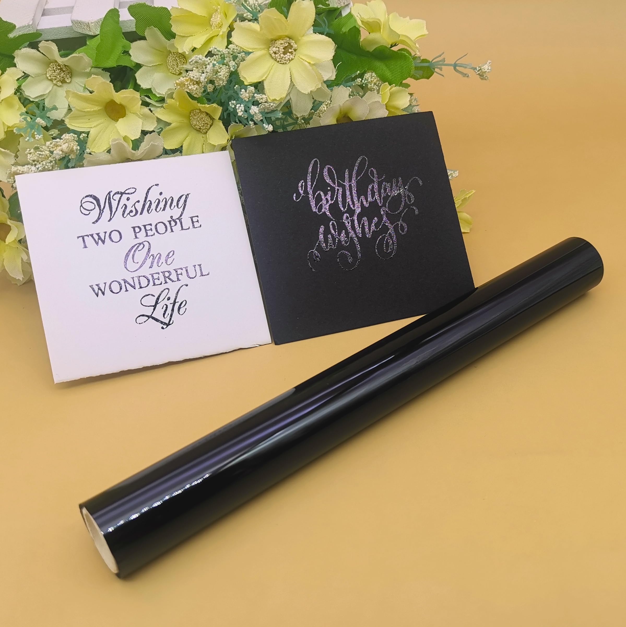 Alinacutle Black Laser Toner Reactive Foil Roll Metallic Transfer Hot Foil Sheet for Scrapbooking Paper Crafts/Planner/Invitation, 7.60IN Width,16.40FT Length,1/PK