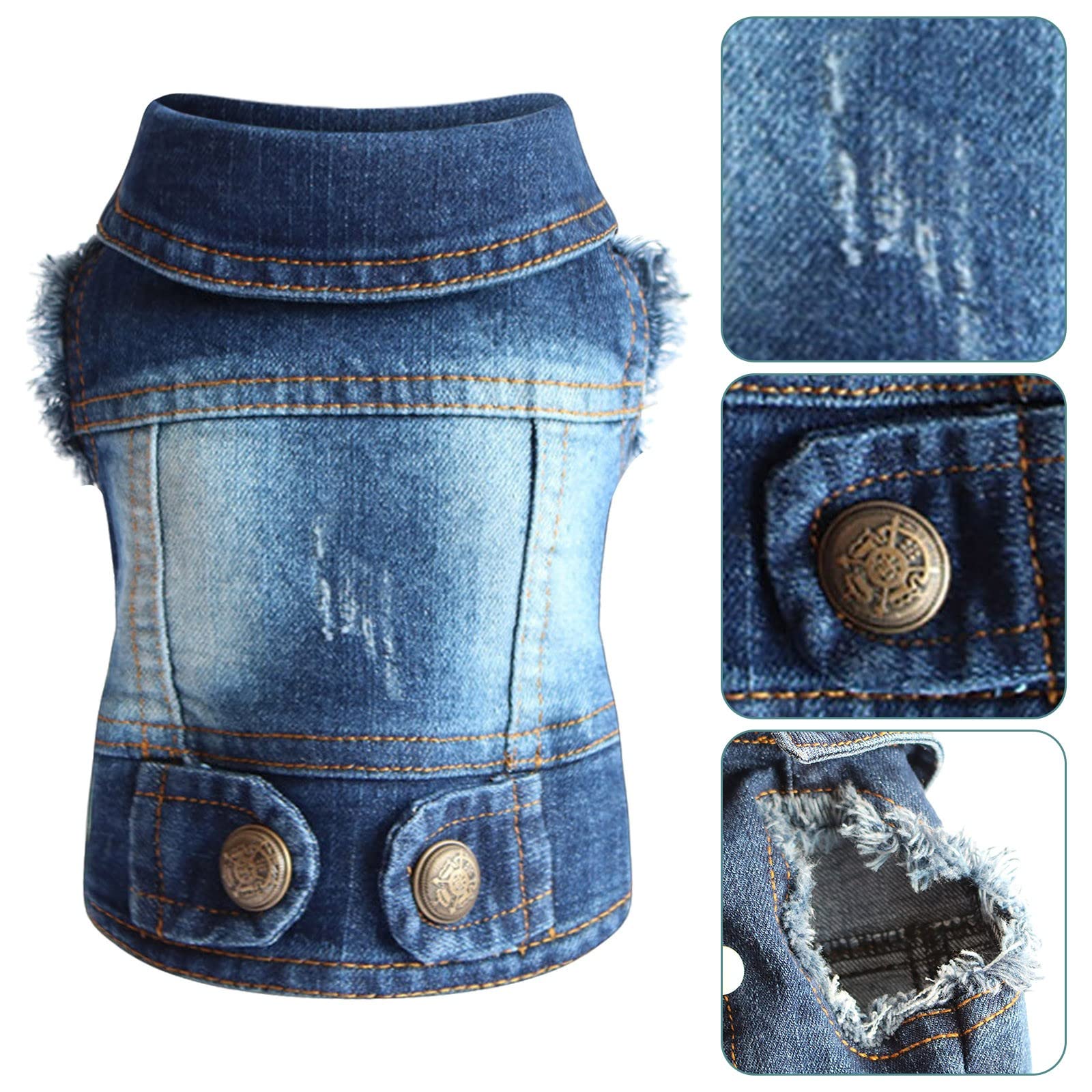 Giacca di Jeans per Cani e Gatti di Piccola e Media Taglia - Alla Moda, Traspirante per Animali Domestici, Barboncino Giocattolo