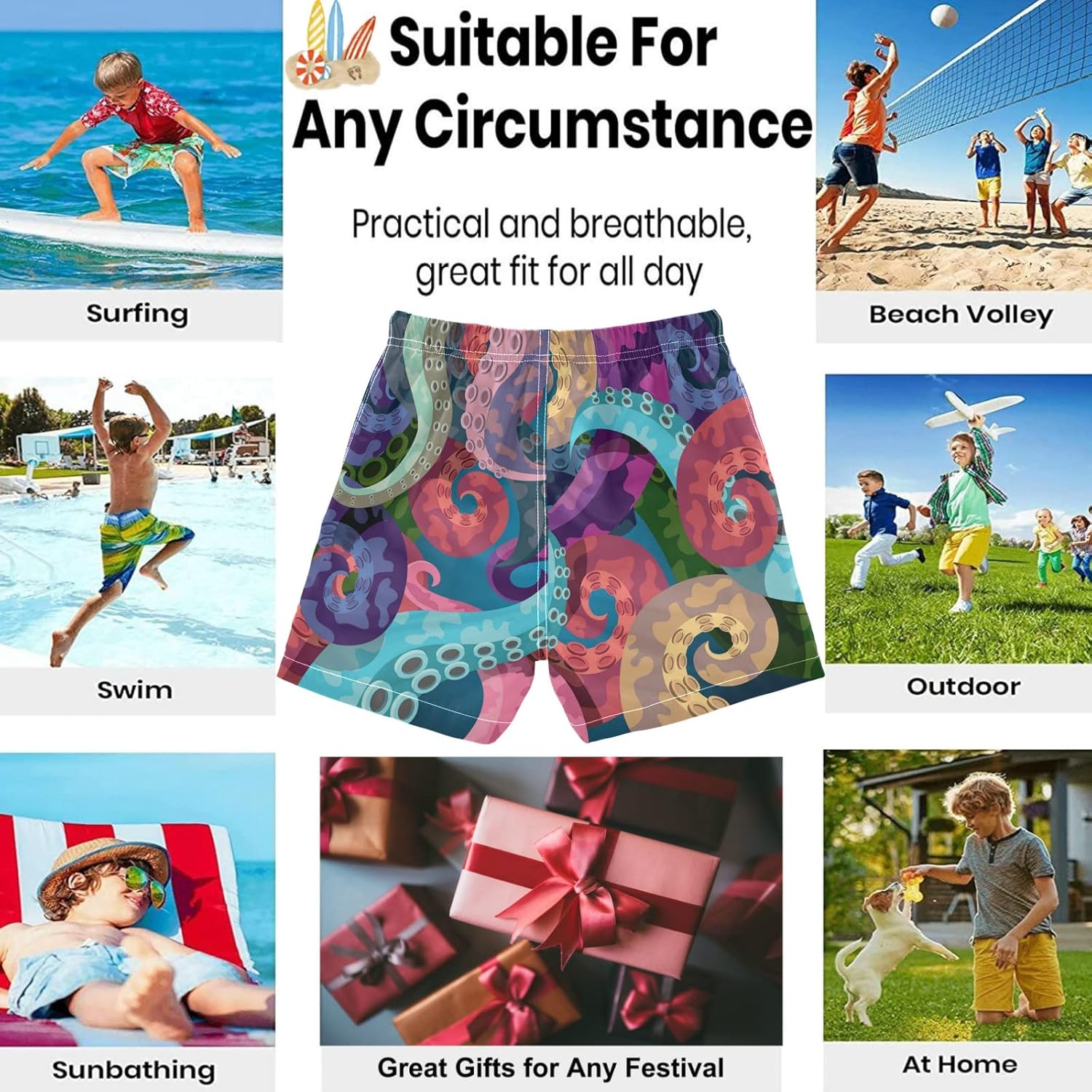 visesunny Boys Surfing Board Shorts Quick Dry Boys Swim Shorts s Swim Trunks Size from 2T to 14/16 - Image 2