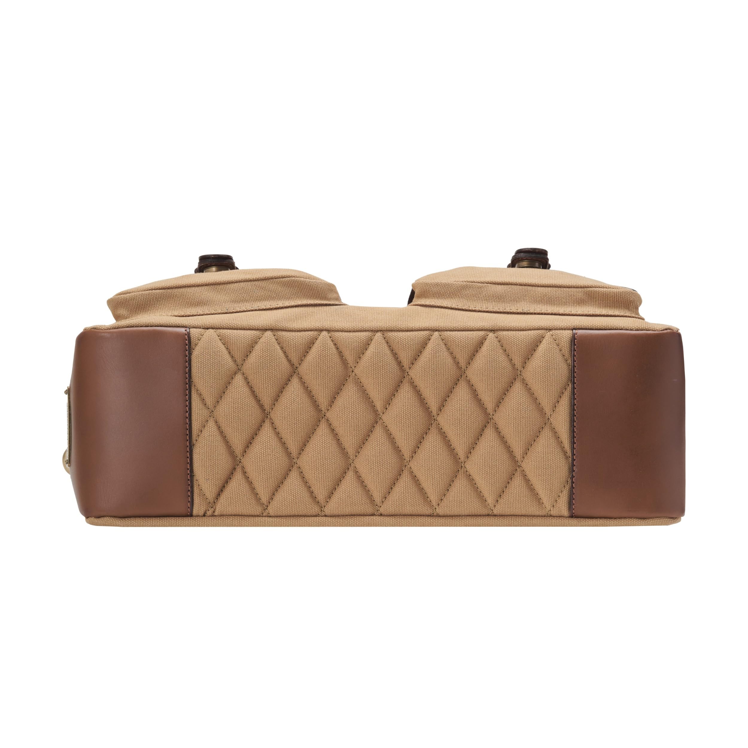 DRAKENSBERG Umhängetasche 'Milo' - Laptop- und Akten-Tasche für Herren im Vintagelook, nachhaltig handgemacht, Canvas, Leder, 15L, Khaki, DR00101