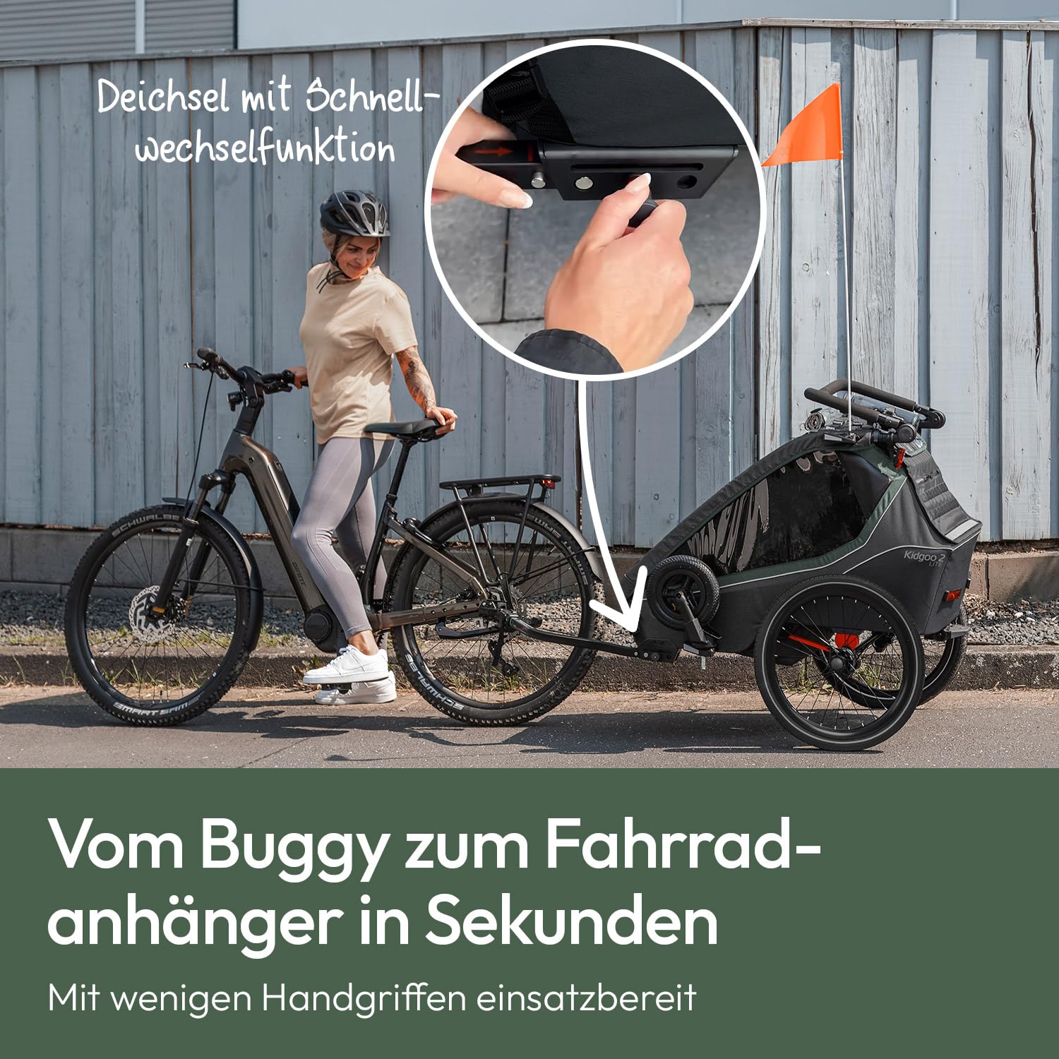 Qeridoo Kidgoo 2 Lite Fahrradanhänger 2 Kinder | Fahrrad Anhänger | Hochwertig & 3-in-1-Verdeck | Fahrradanhänger Kinder mit Buggyfunktion | Perfekter Allrounder | Bike trailer Für 2 Kinder