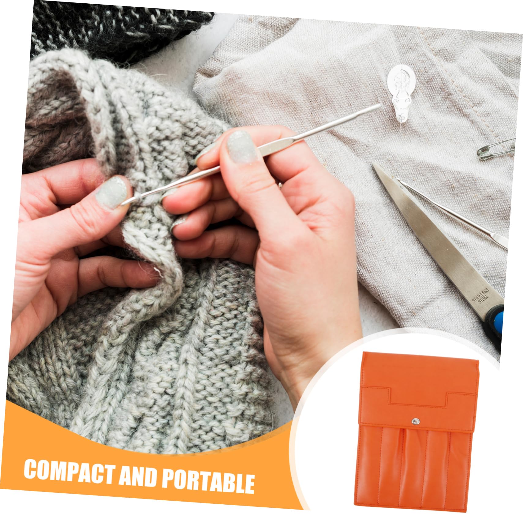 SEWACC Leather Crochet Case Organizer Knitting Needle Storage Circular Needle Bag