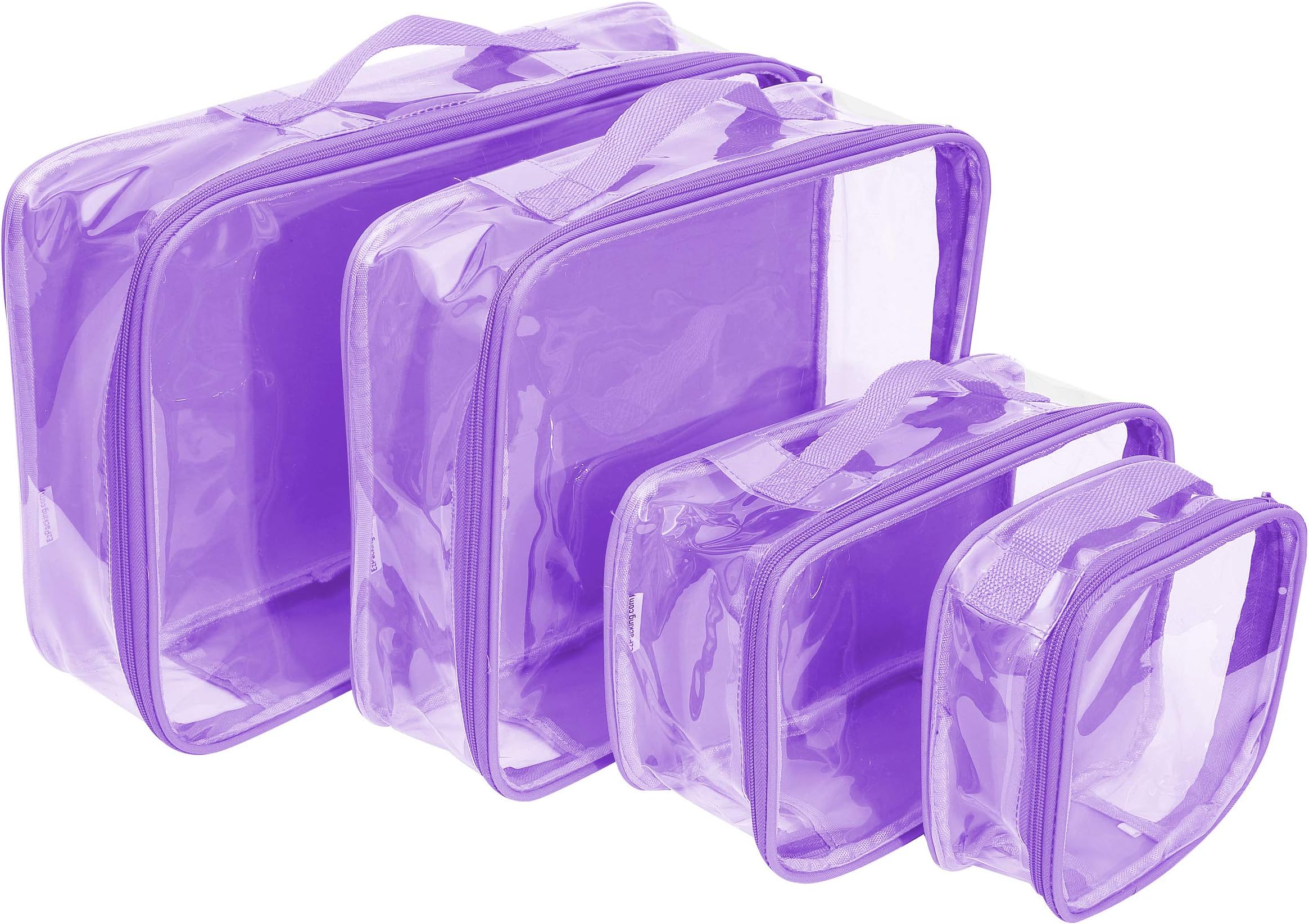 EzPackingClear Packing Cubes set of 4 / Packs 7-10 Days of Clothes/Premium PVC Plastic Storage Bags