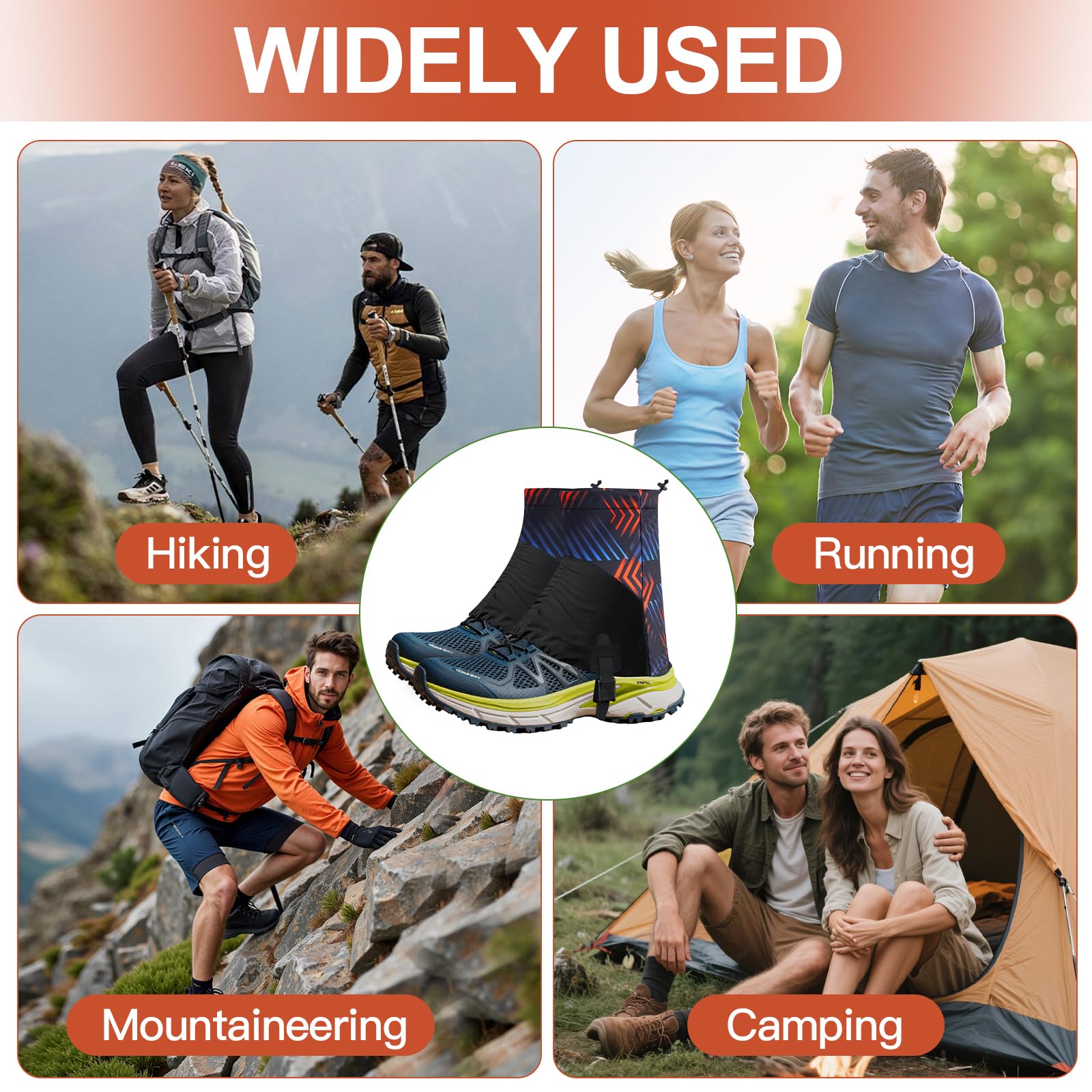 Trail Low Gaiters Unisex, wasserdichte Trailrunning-Schuhgamaschen zum Laufen, Atmungsaktive Low Gamasche mit Rutschschutz & Haken, Perfekt für Wandern, Outdoor, Camping & Klettern (Blau)