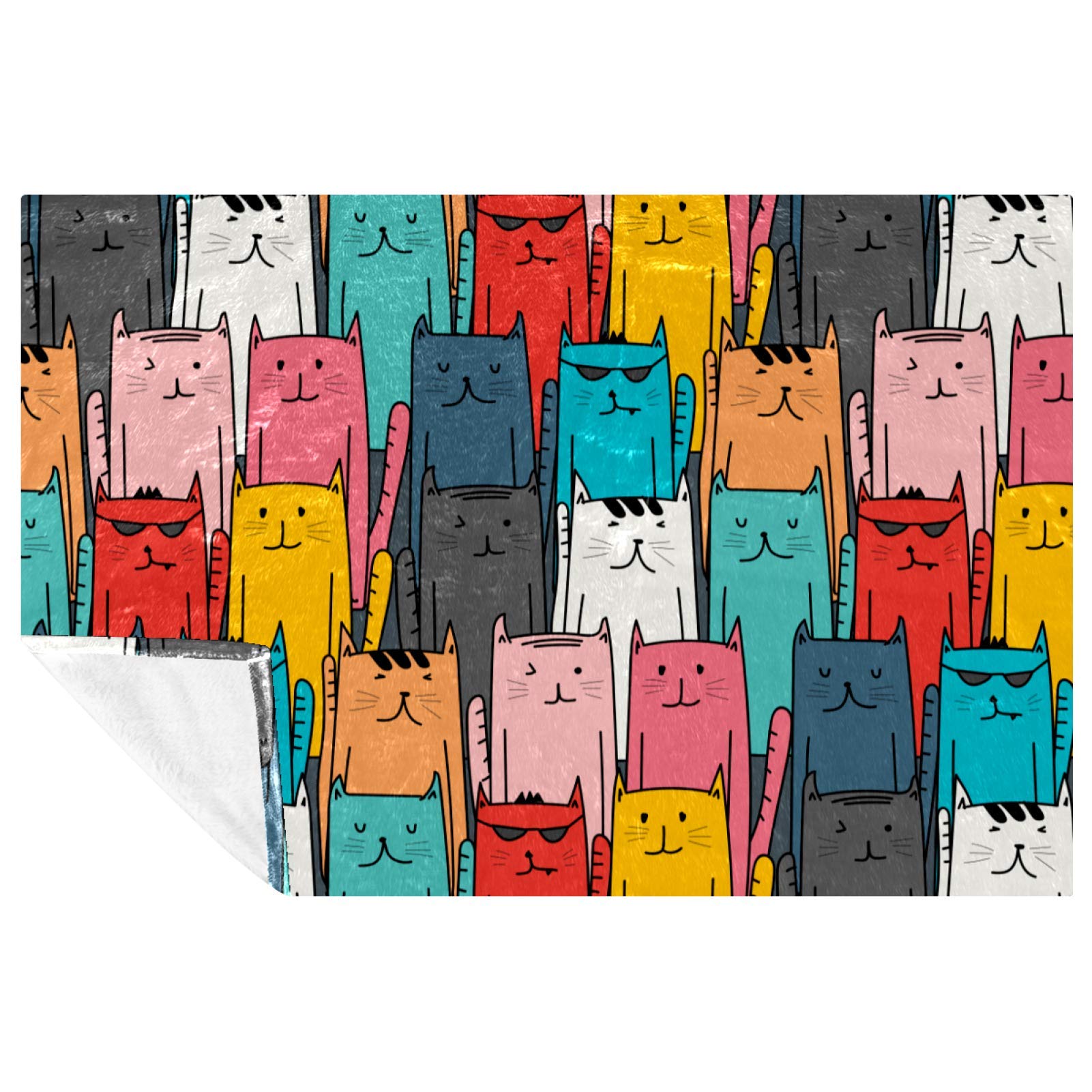 Plaid sans coutures anti-courants d'air : couverture chat 150x100 cm