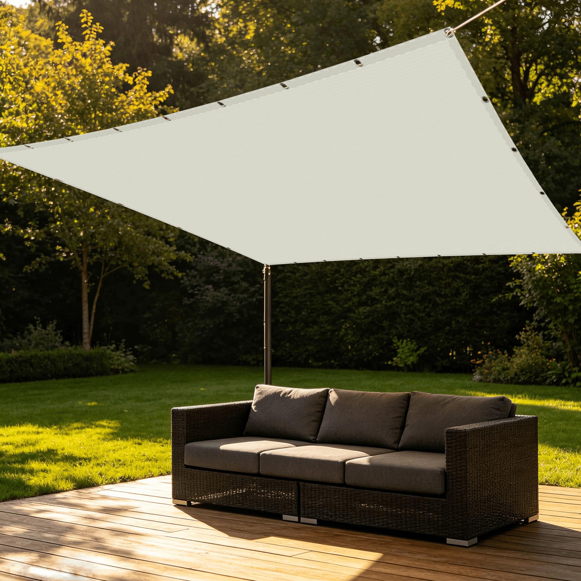 Voile d'ombrage pour piscine et patio extérieur respirant blanc cassé