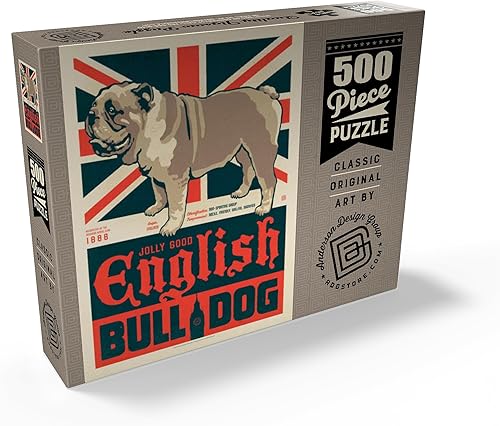 Miniatura 2 de MyPuzzle Bulldog inglés, póster vintage, rompecabezas prémium de 500 piezas para adultos