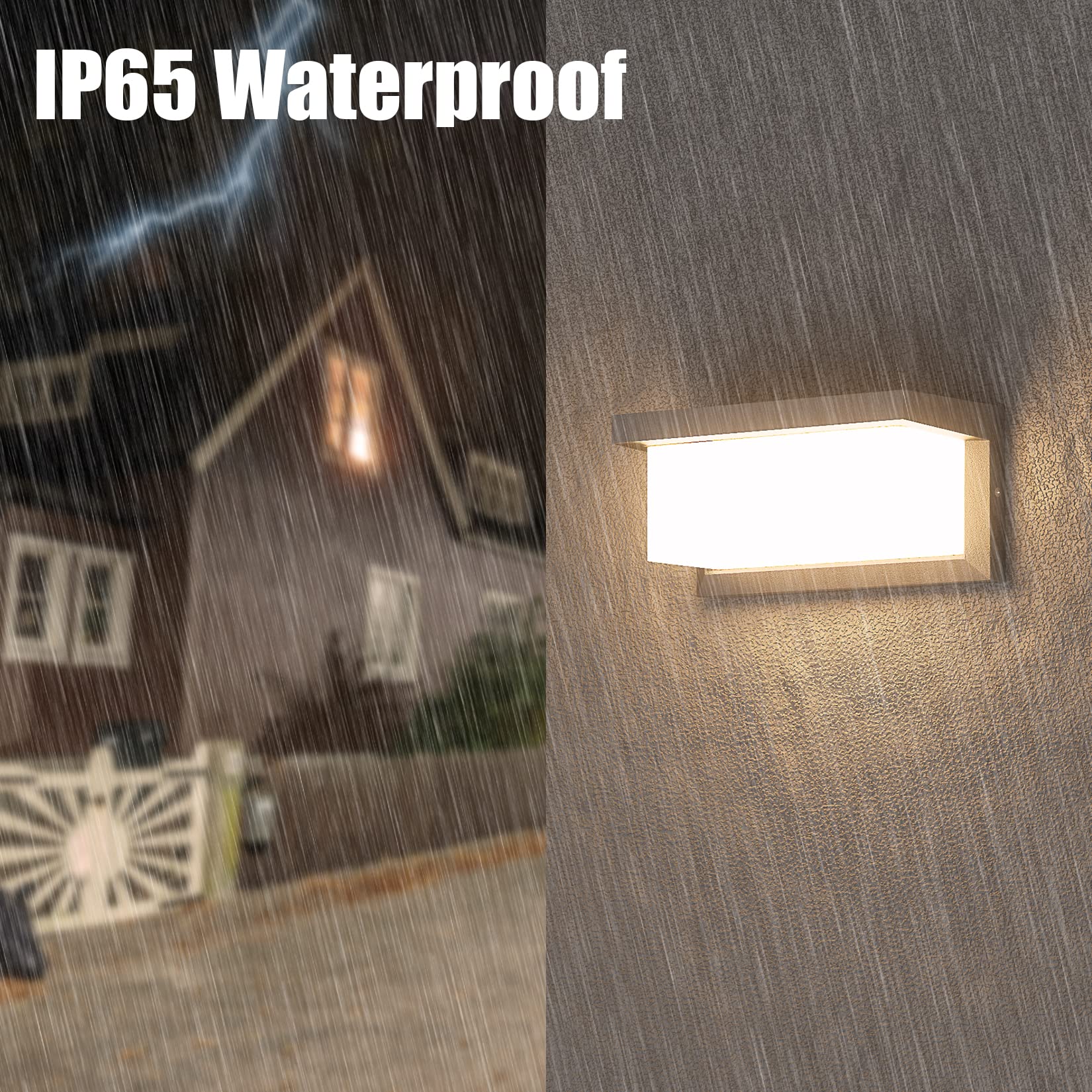 Klighten 2 apliques LED de exterior, 24W, 3000K, IP65 impermeable interior/exterior, aplique rectangular de aluminio para entrada, jardín, patio, etc., anthrazit…