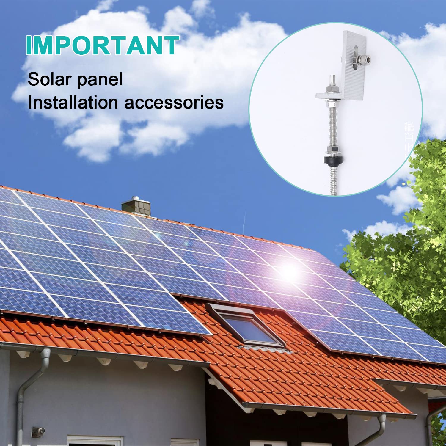 Vis à Double Filetage M10 X 200 Mm Pour Installation Solaire - Acier Inoxydable, Réglables, Lot De 6