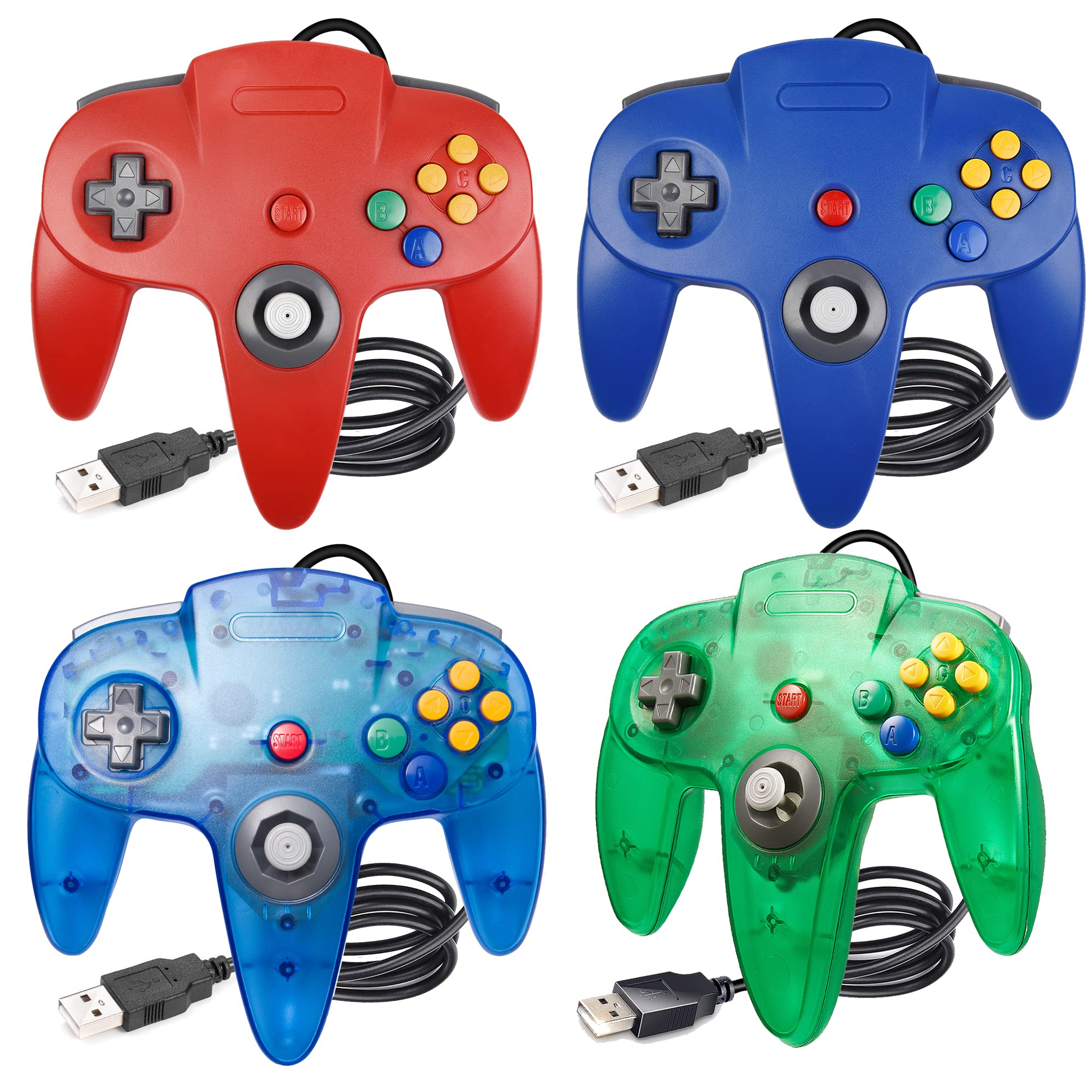 miadore4 Pack USB N64 Controller, Classic N64 Controller Wired 64 Gamepad Controller Joystick for PC MAC Raspberry pi 4 [Windows]…
