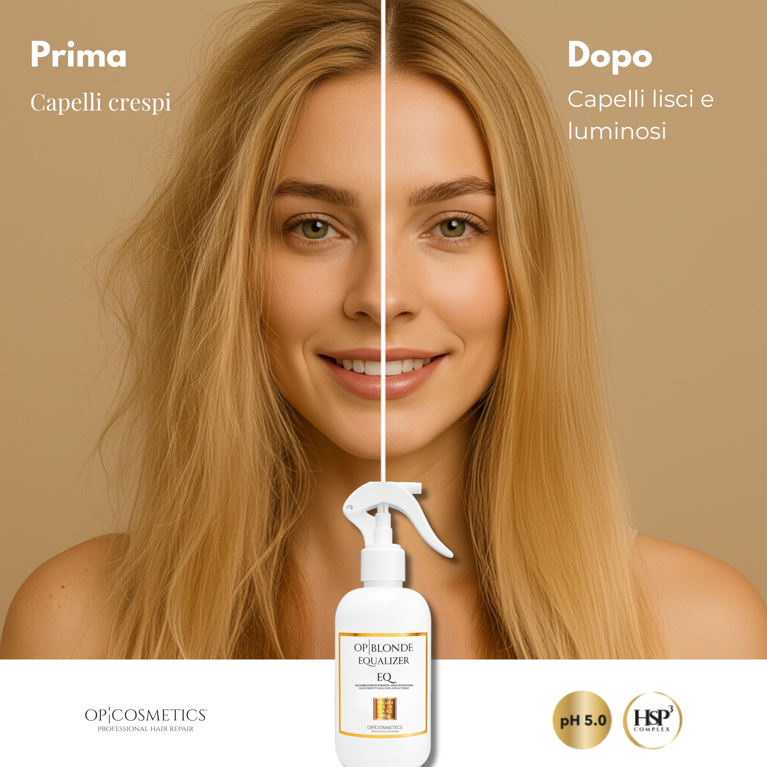 OP|BLONDE Equalizer | Spray Termoprotettore Capelli | Trattamento Professionale Capelli Danneggiati, Colore Brillante in 3 Minuti | Anticrespo Capelli Made in Italy 250 ml