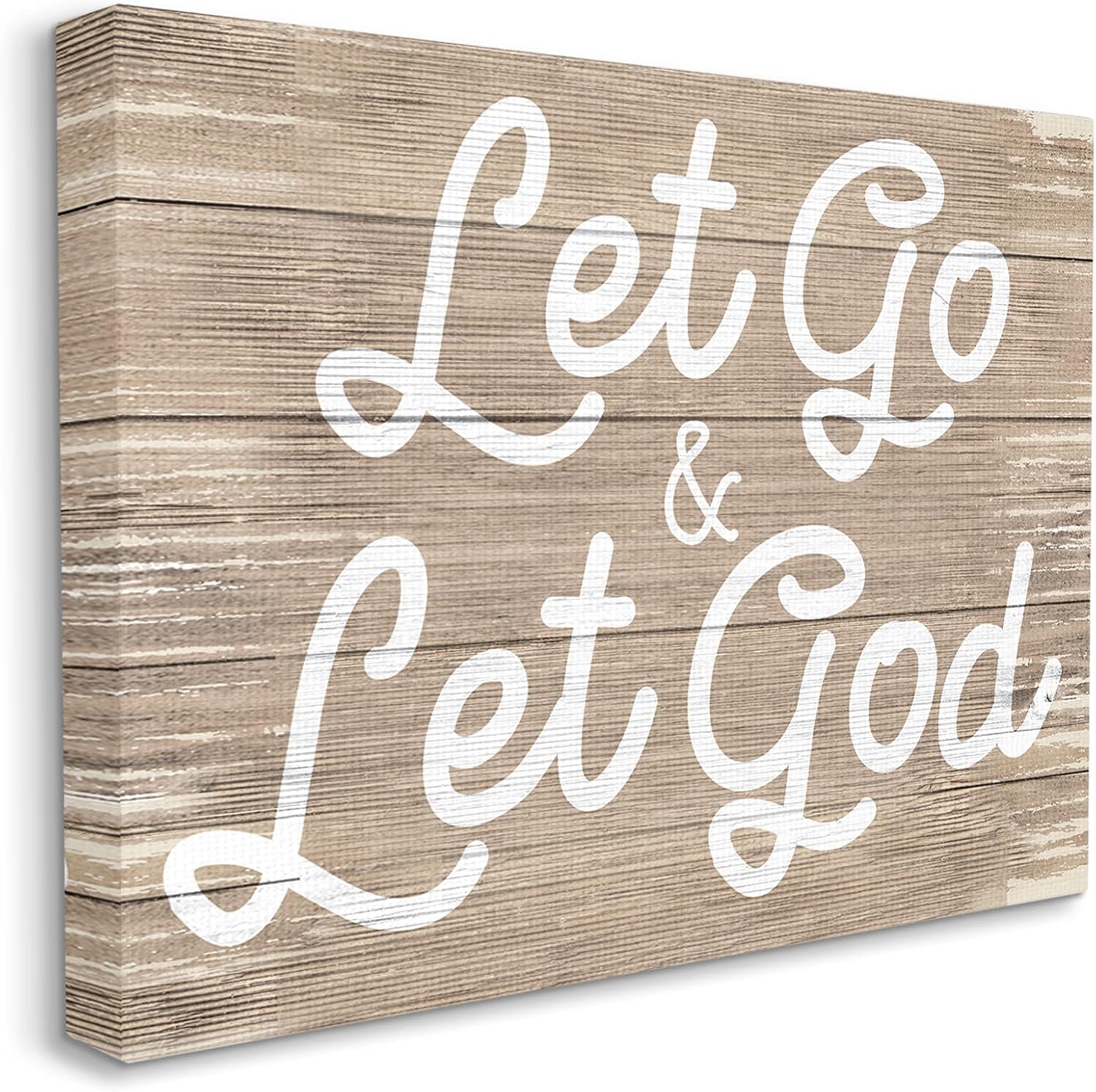Stupell Industries Let Go & Let God Phrase Rustic Plank Pattern