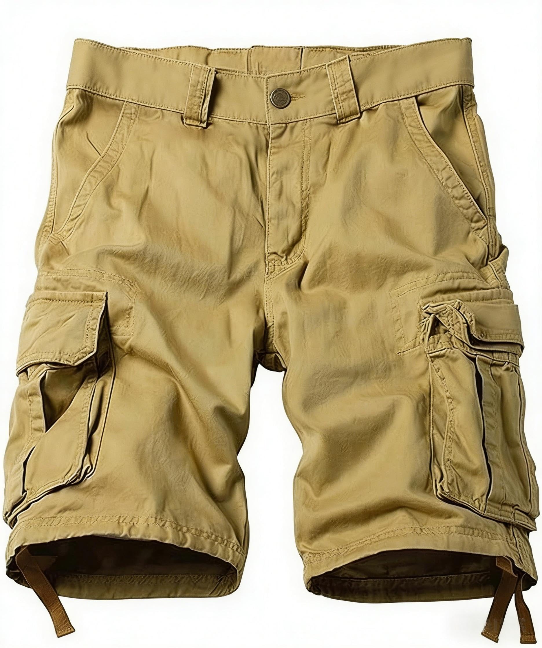 Men's Cargo Shorts Fit Camo Shorts Outdoor Work Relaxed Casual Hiking Tactical Cotton Shorts Knee Length NO Belt
