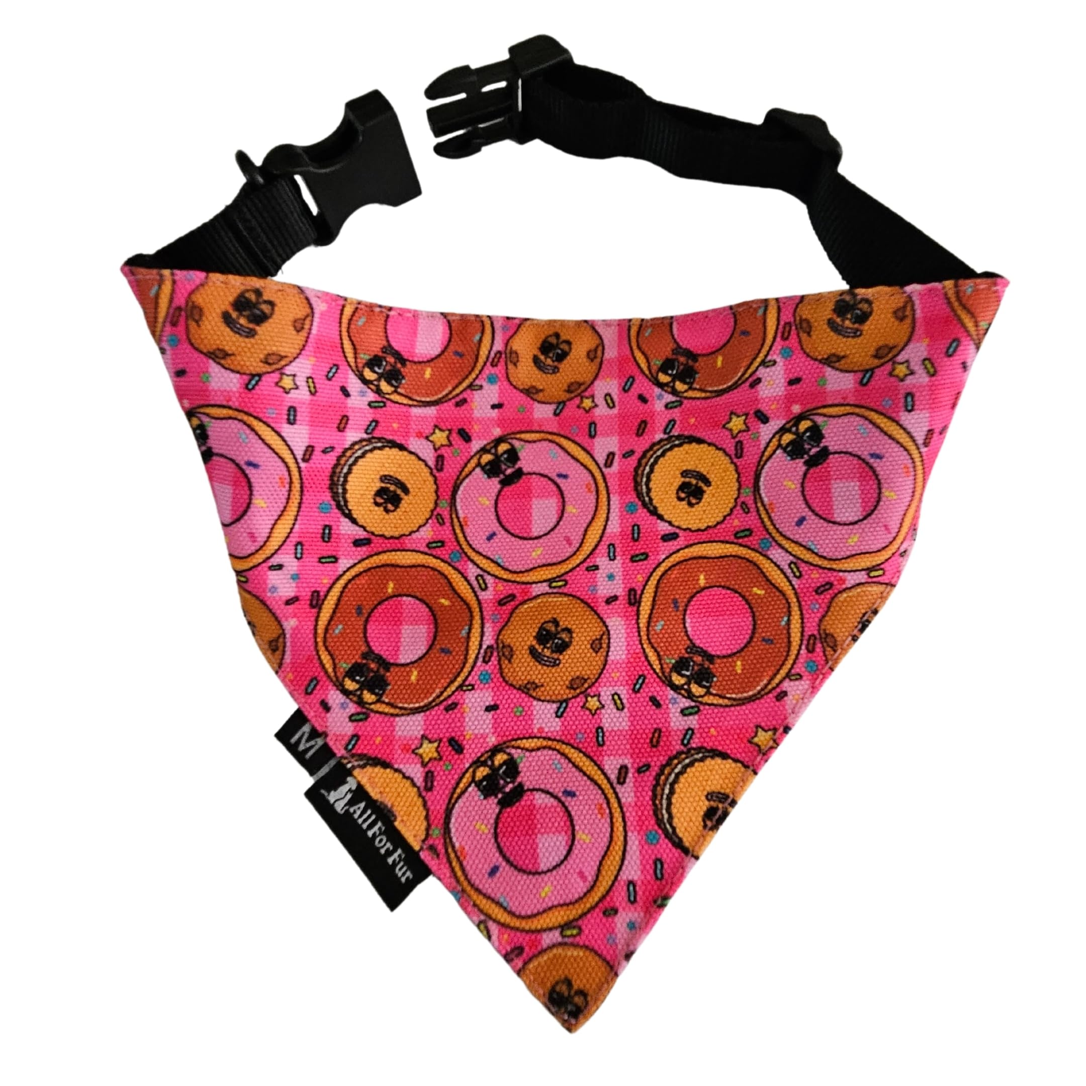 All For Fur Dog Bandana | Adjustable Collar Strap with D-Ring | Luxury Pet Accessories | Lightweight & Comfortable | Bandana for Small to Medium Dogs | Pink Doughnuts (B0CFFWKPD7) Amazon Price History, Amazon Price Tracker
