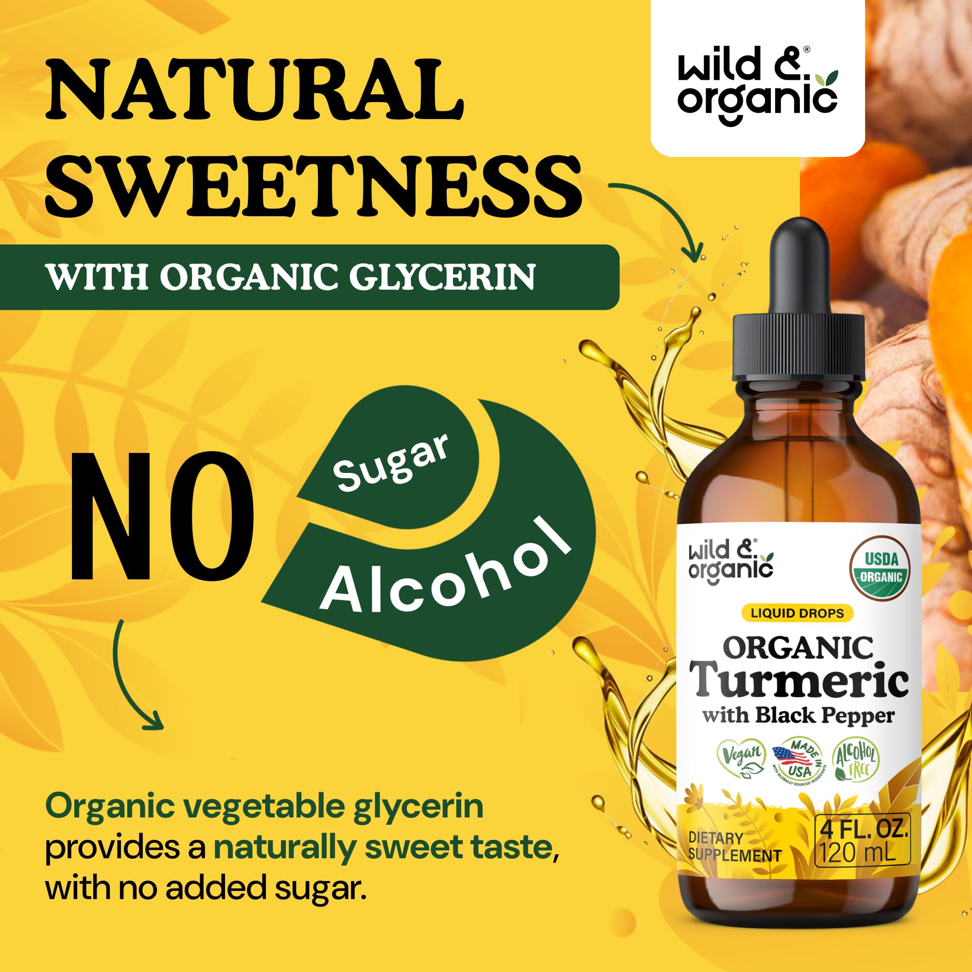 USDA Organic Turmeric Curcumin Supplement with Black Pepper Drops - 4 oz — Amazon image 6