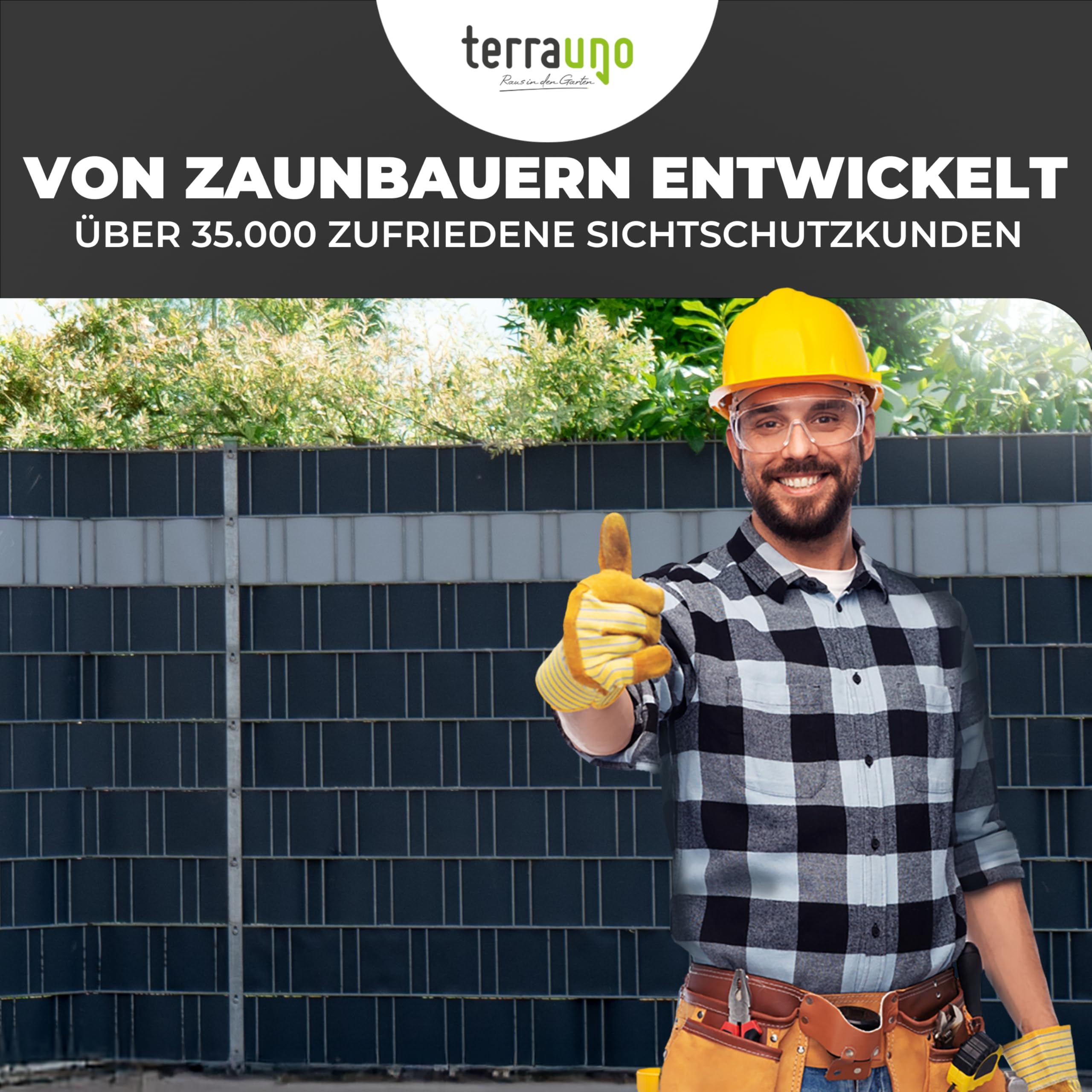 TerraUno Sichtschutzstreifen für Doppelstabmatten, Polypropylen, RAL 7016 Anthrazit, 26m x 19cm Rolle, UV-Beständigkeit