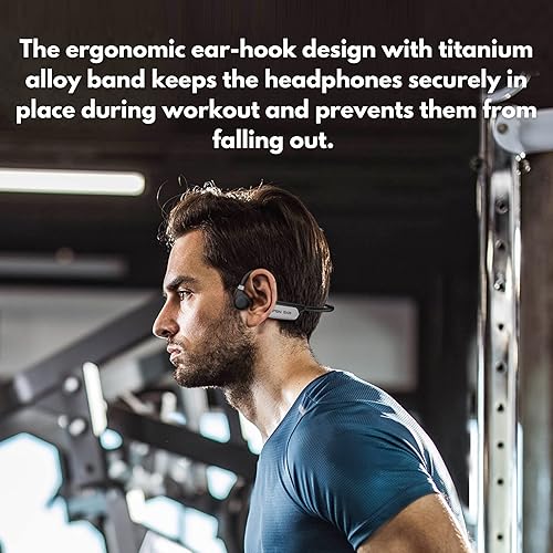 Miniatura 8 de Auriculares de conducción ósea impermeables con 8 GB de memoria incorporada, Bluetooth, micrófono, control de voz, banda de titanio, hasta 8 horas