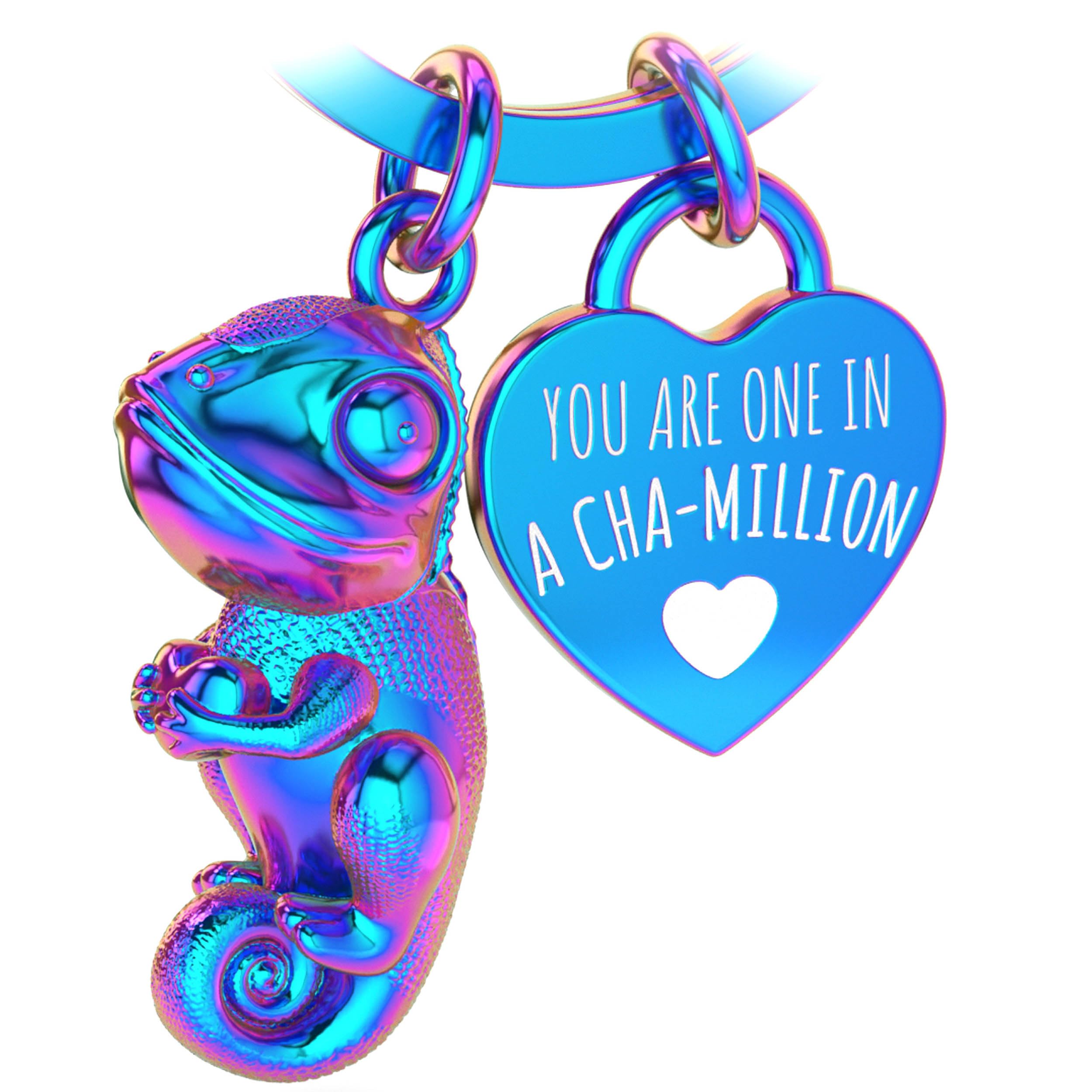 Lanolu Chameleon Rainbow Chameleon Keychain, Lucky Charm Keychain For Partner And Best Friend, Metal Couple Gift For Friend, Metal Figurine