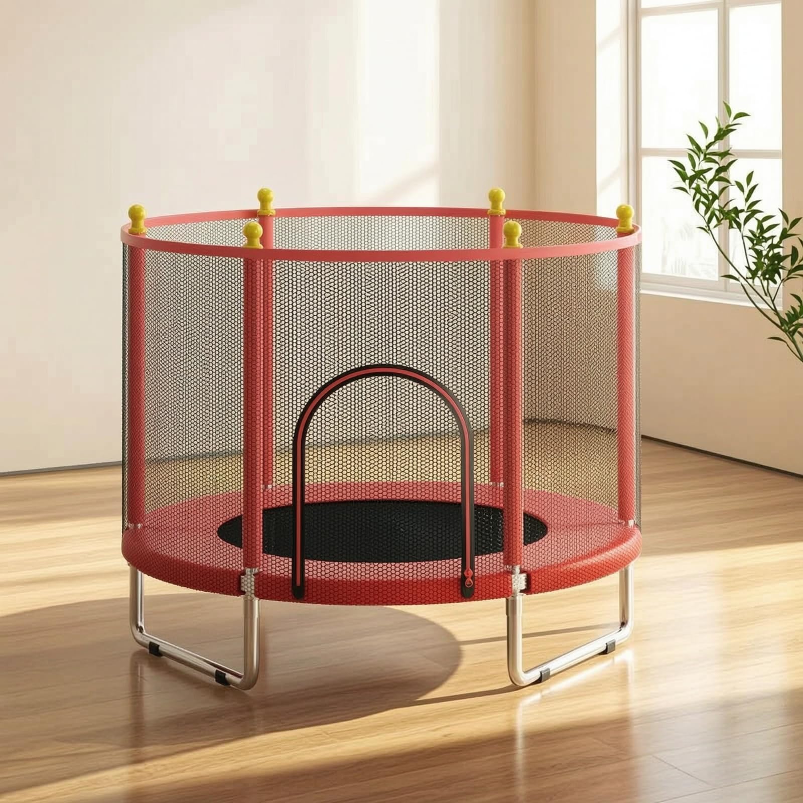 Cama Elástica Infantil Niños Mini Trampolin con Red Aro de Baloncesto Incluye Balón Pelotas Variadas Estructura de Acero Resistente Adecuada para, Azul