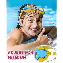 Zeligerstar Kids Swim Goggles,Swimming Goggles for Kids 6-14, Anti-Fog UV Protection Pool Glasses for Boys Girls (Blue/Yellow+Clear Lens)