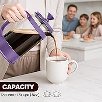 Vista 6 de Utopia Kitchen Cafetera de prensa francesa de 12 onzas, 0.35 litros, tetera, prensas de café de viaje, resistente al calor, olla de borosilicato