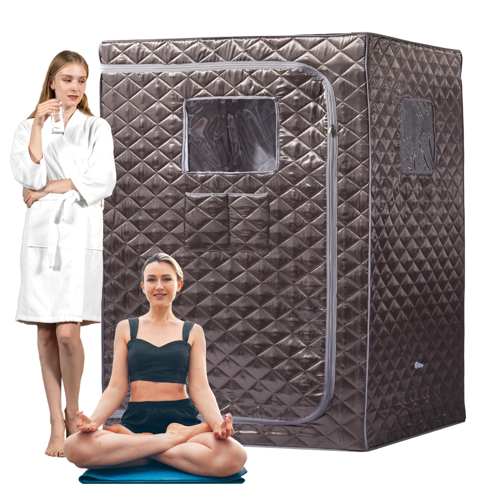 Smartmak Full Size Steam Sauna Tent, Portable Whole Body Home Spa Room, 1 or Two Person Large Space, Steamer NOT Included (47.28" x 35.46" x 63"
