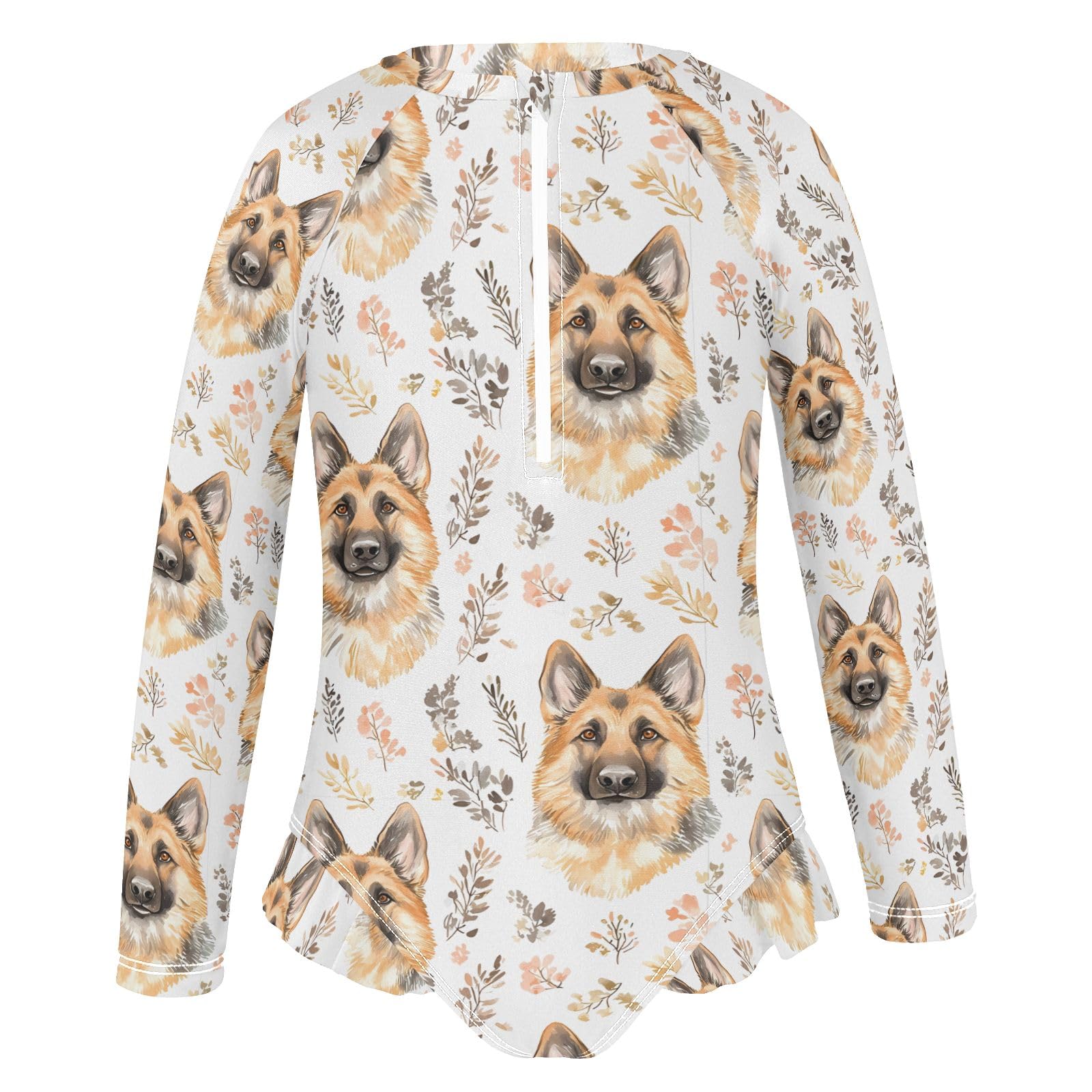 ALAZA Swimsuit for Girls Long Sleeve Rashguard Bathing Suit German Shepherd Quick Dry 4T
