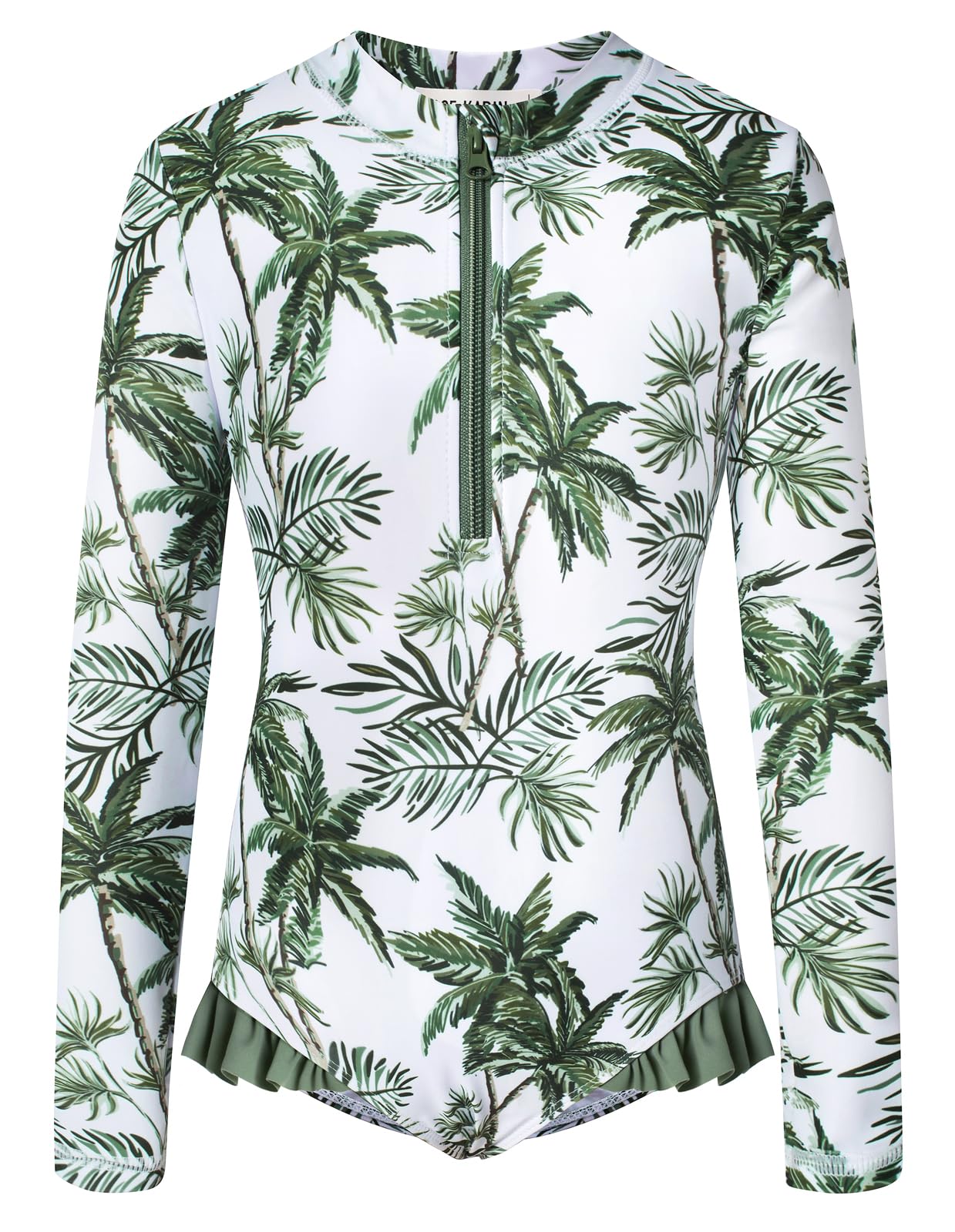 GRACE KARIN Dziewczęcy kostium kąpielowy dla dzieci jednoczęściowy strój kąpielowy z długim rękawem strój kąpielowy Rash Guard kostium kąpielowy 5-14 lat