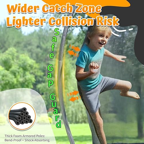 Miniatura 2 de Jumpfly Tranpoline - Tranpoline para exteriores para niños con aro de baloncesto de 14 pies, tranpolina recreativa con red de recinto, almohadilla