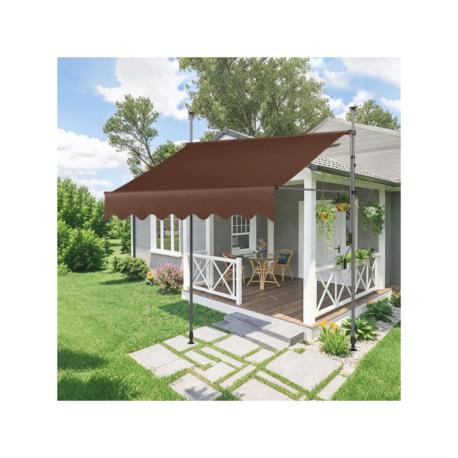LWJSOCP Retractable Patio ning - Manual Crank ning for Balcony Door Window & Storefront - (9.8FT) Brown Outdoor e Solut for Yard & Patio
