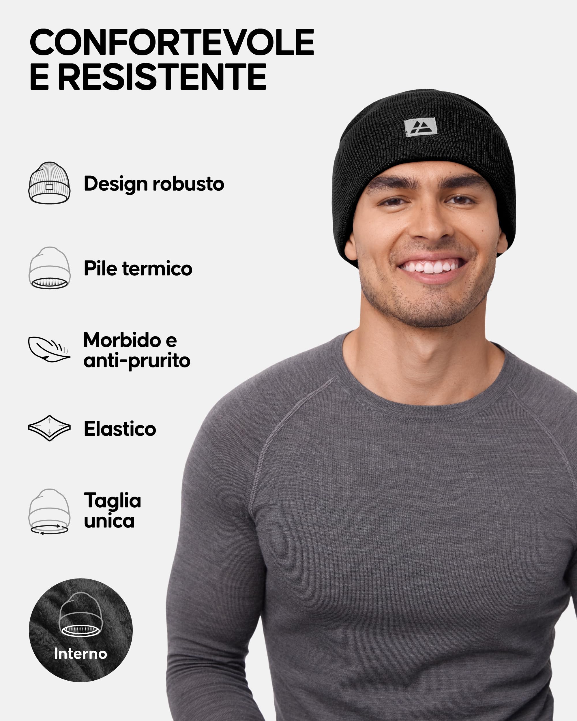 DANISH ENDURANCE Cappello Uomo Invernale Foderato in Pile, Berretto Uomo e Donna, Materiali 100% Riciclati