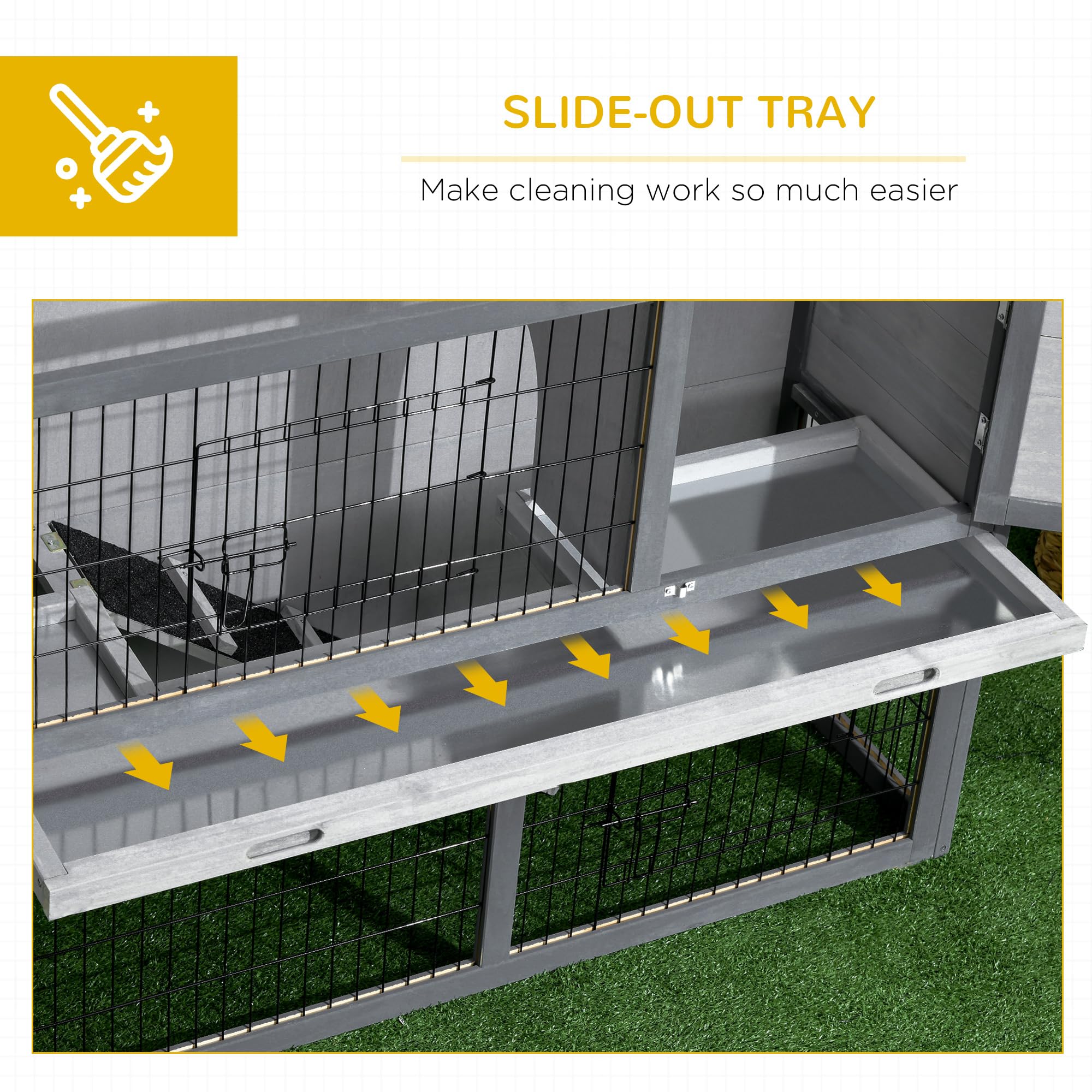 Amazon.co.jp: PawHut 2段 木製うさぎ小屋 上階 下遊び場 ケージ付き