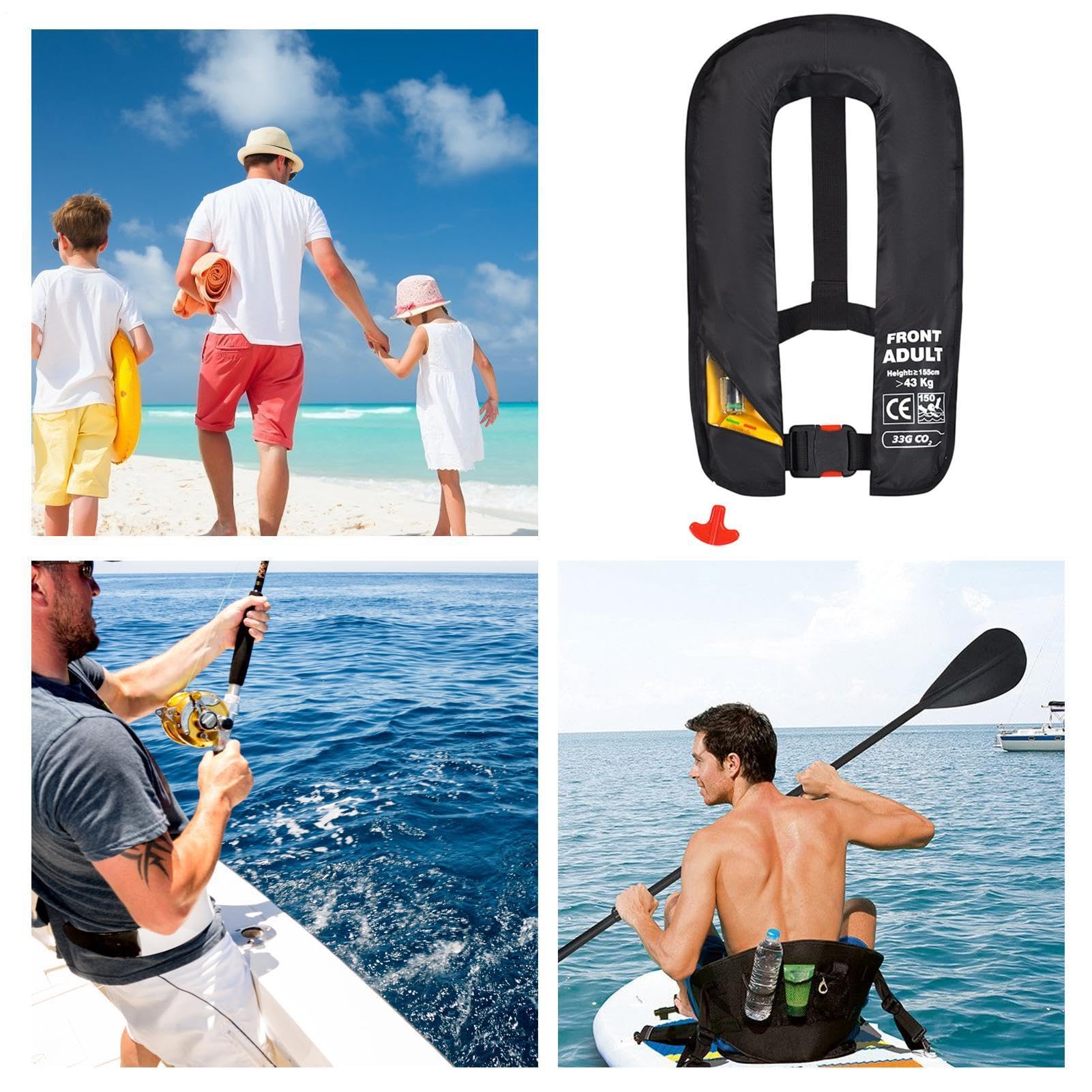 Gilet de sauvetage gonflable, gilet de sauvetage gonflable Vestes de | Gilet Gonflable Compact pour la Pratique du Snorkeling pour Hommes et Femmes, Kayak, Natation, Pêche