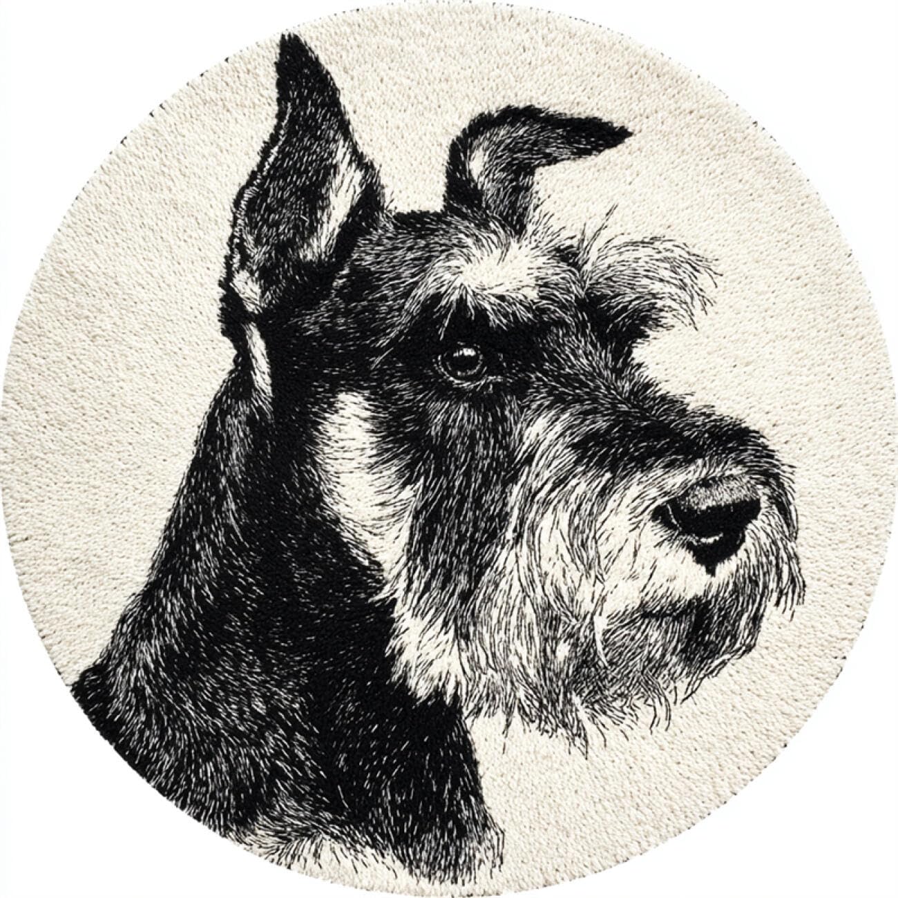 Kitquiver Dog Animal Latch Hook Kits Black and White Schnauzer Latch Hook Rug Making Kit for Adults Embroidery Kits DIY Carpet Needlework for Home Decor 100x100cm