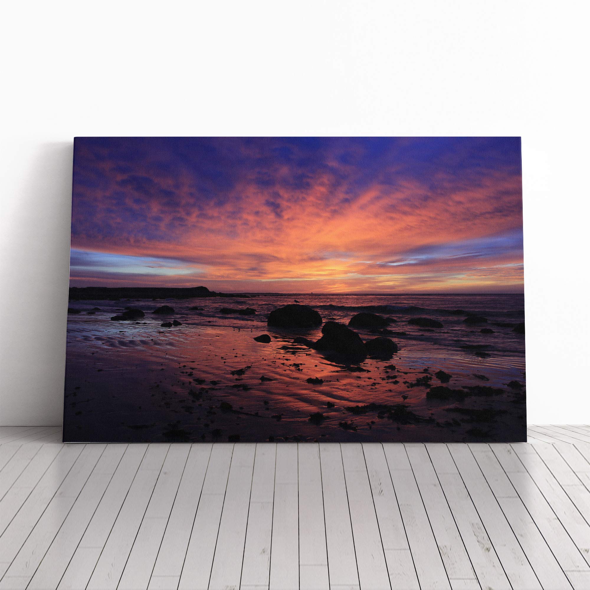 Purple Sunrise Horizon Canvas Print | Gallery Wrapped 30mm Frame Wall Art | 24x16 inches | Ready to Hang | Modern Landscape Picture | Living Room Bedroom Lounge Office