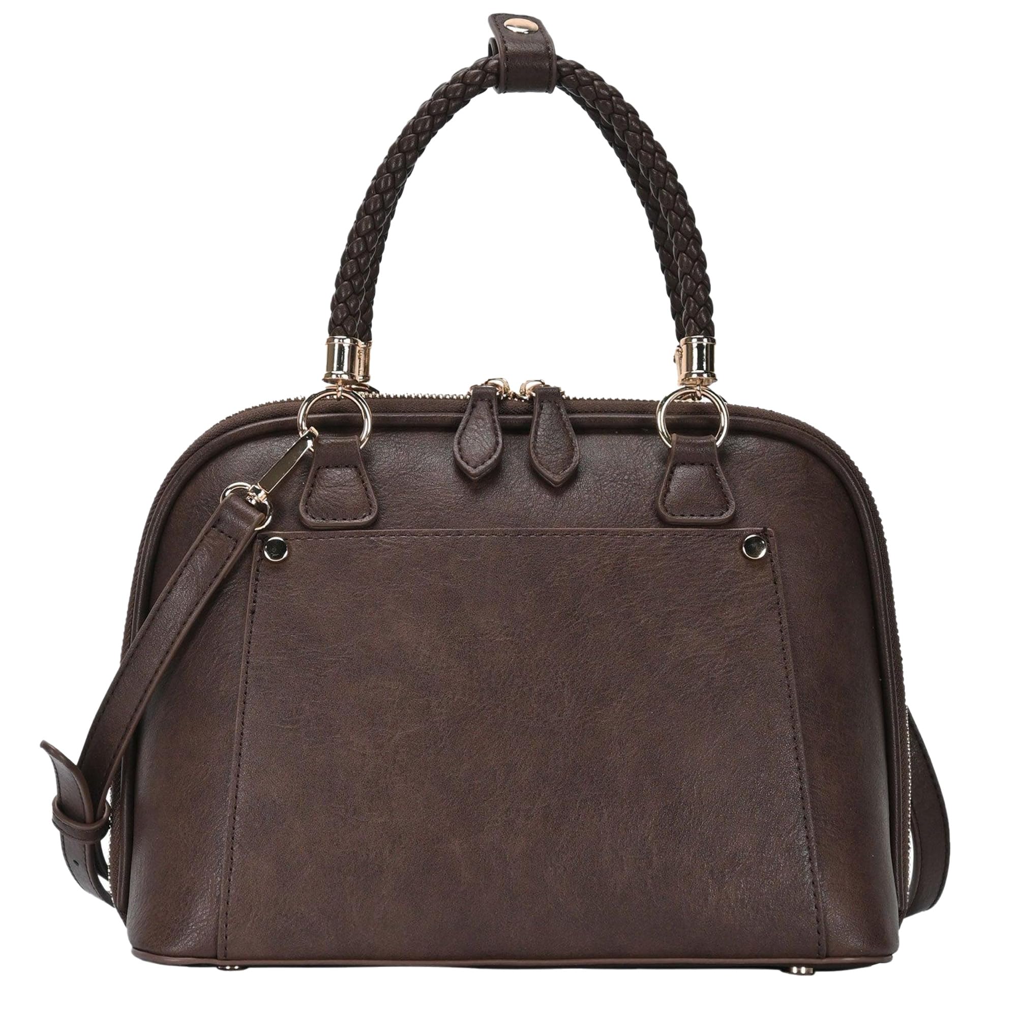 Madison West Camila Satchel | Handbag for Women | Vegan Leather, Canvas or Straw Purse with Top Handle & Crossbody Strap |