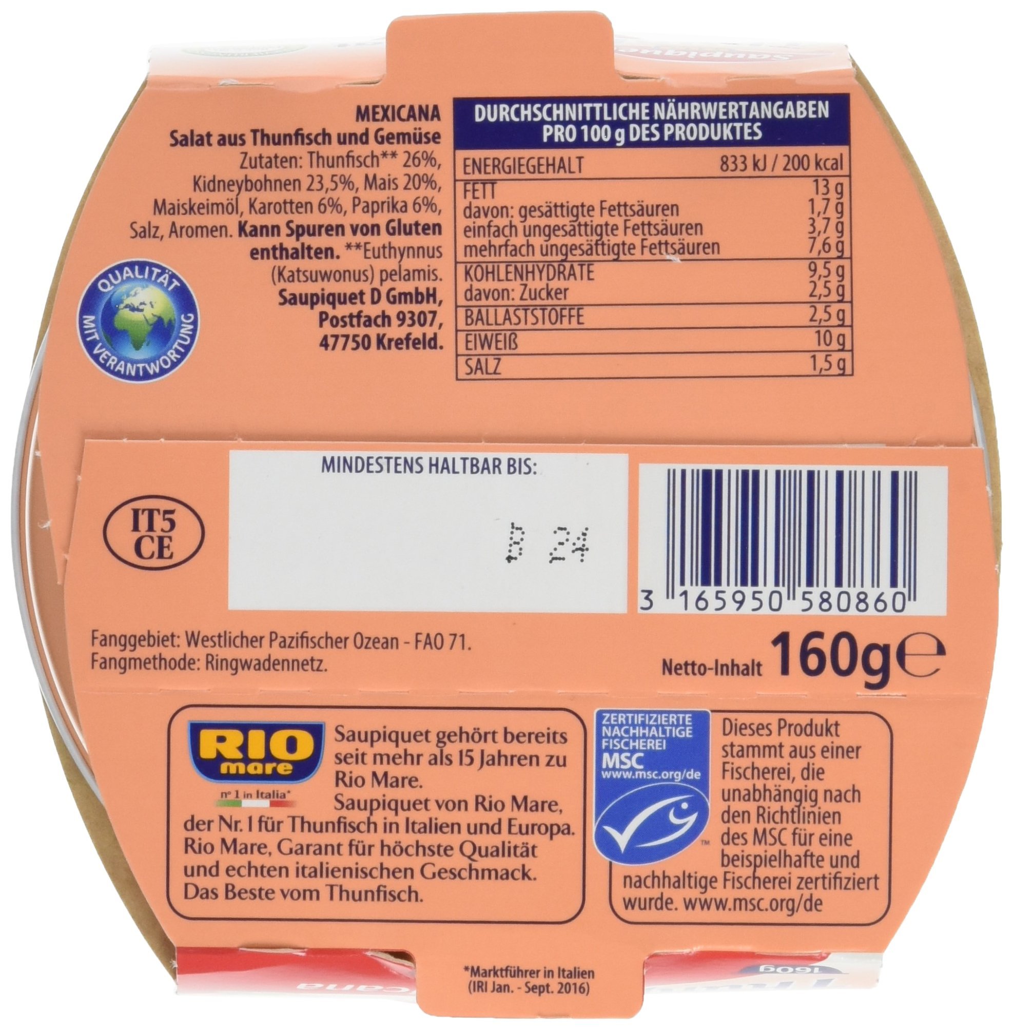 Saupiquet Thunfisch Salat, Mexican, 9er Pack (9 x 160 g)