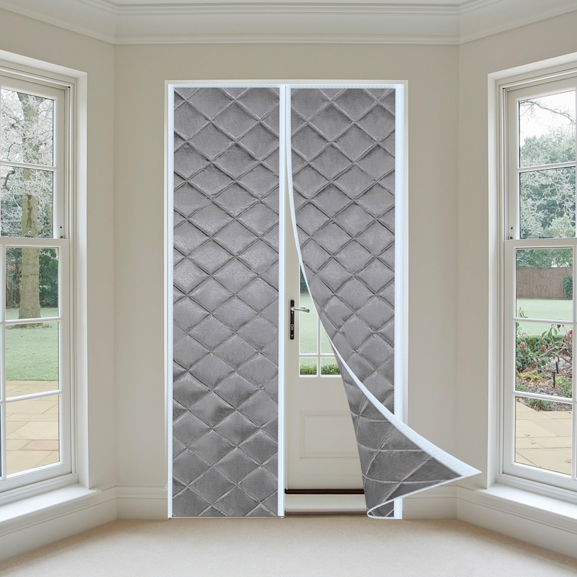 Ttmled Grey Warm Windproof Door Curtain, 80X210cm Thermal Insulated Window Curtain,Winter Thermal Cold Protection Noise Warm Windproof Draperies,Customizable,