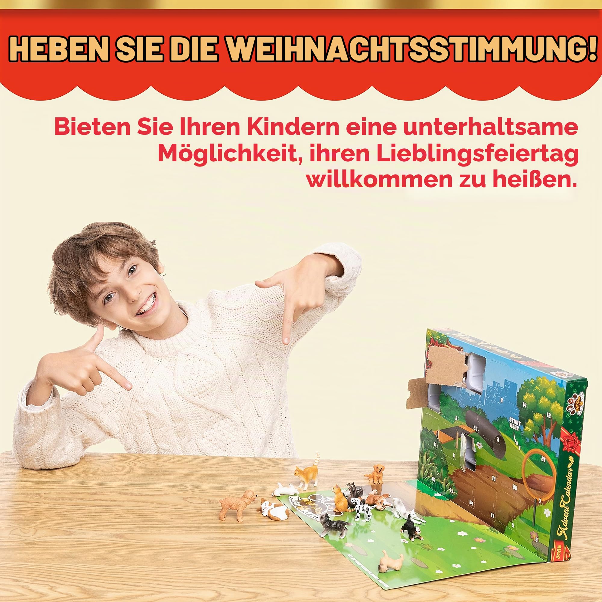 JOYIN Weihnachts-Adventskalender 2025 mit Hund und Katze, Tier-Actionfiguren, Spielset, Tierspielzeug, 24-Tage-Countdown-Adventskalender
