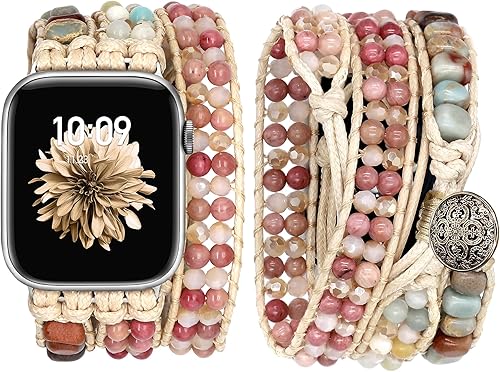 JR.DM Correas de reloj bohemias con cuentas para mujer, compatibles con Apple Watch Band de 1.496 pulgadas, 1.575 pulgadas, 1.614 pulgadas, color JR.DM Correas de reloj bohemias con cuentas para mujer, compatibles con Apple Watch Band de 1.496 pulgadas, 1.575 pulgadas, 1.614 pulgadas, color
